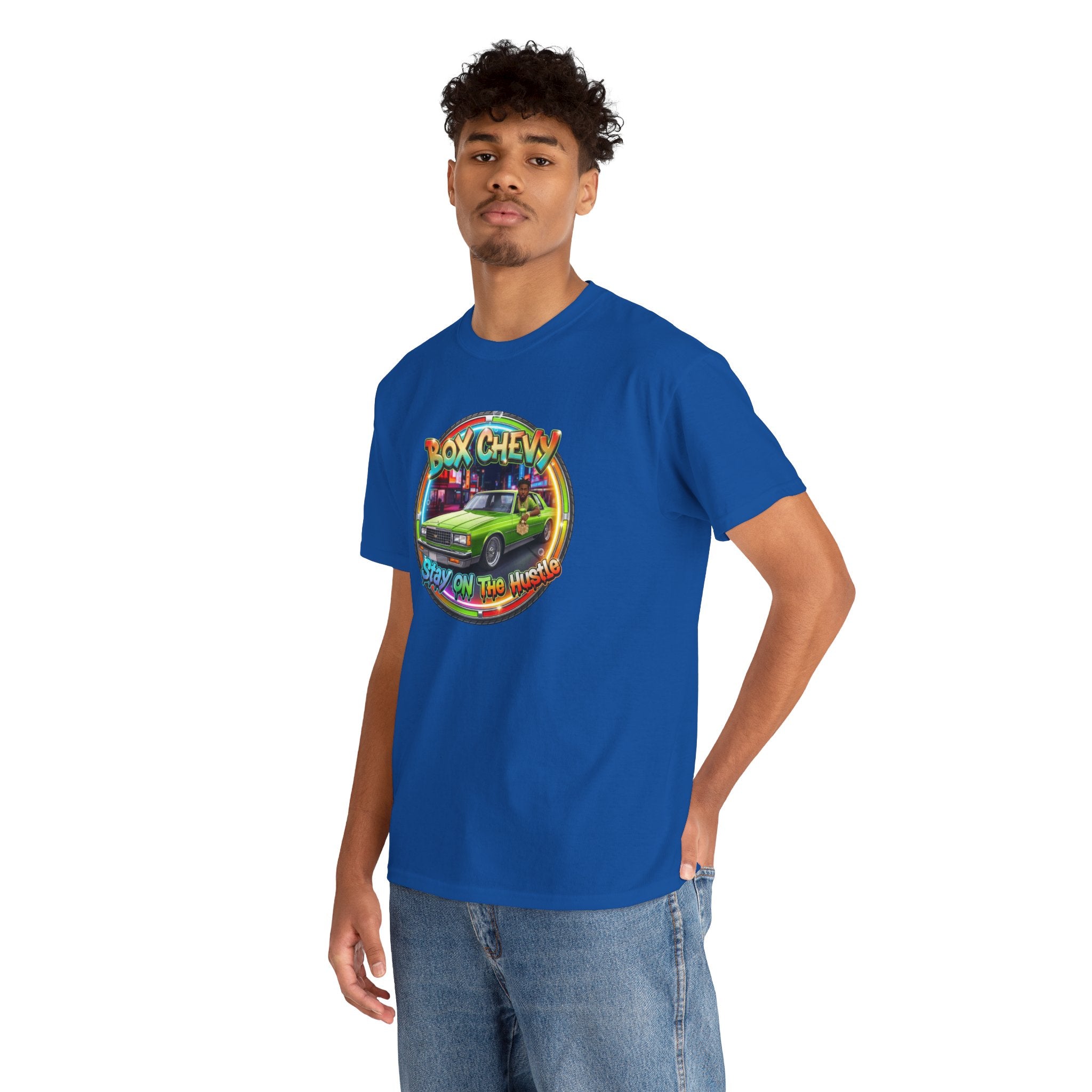 Vintage Chevy Truck Tee — "Box Chevy Stay On The Hustle" Retro Car Graphic Shirt