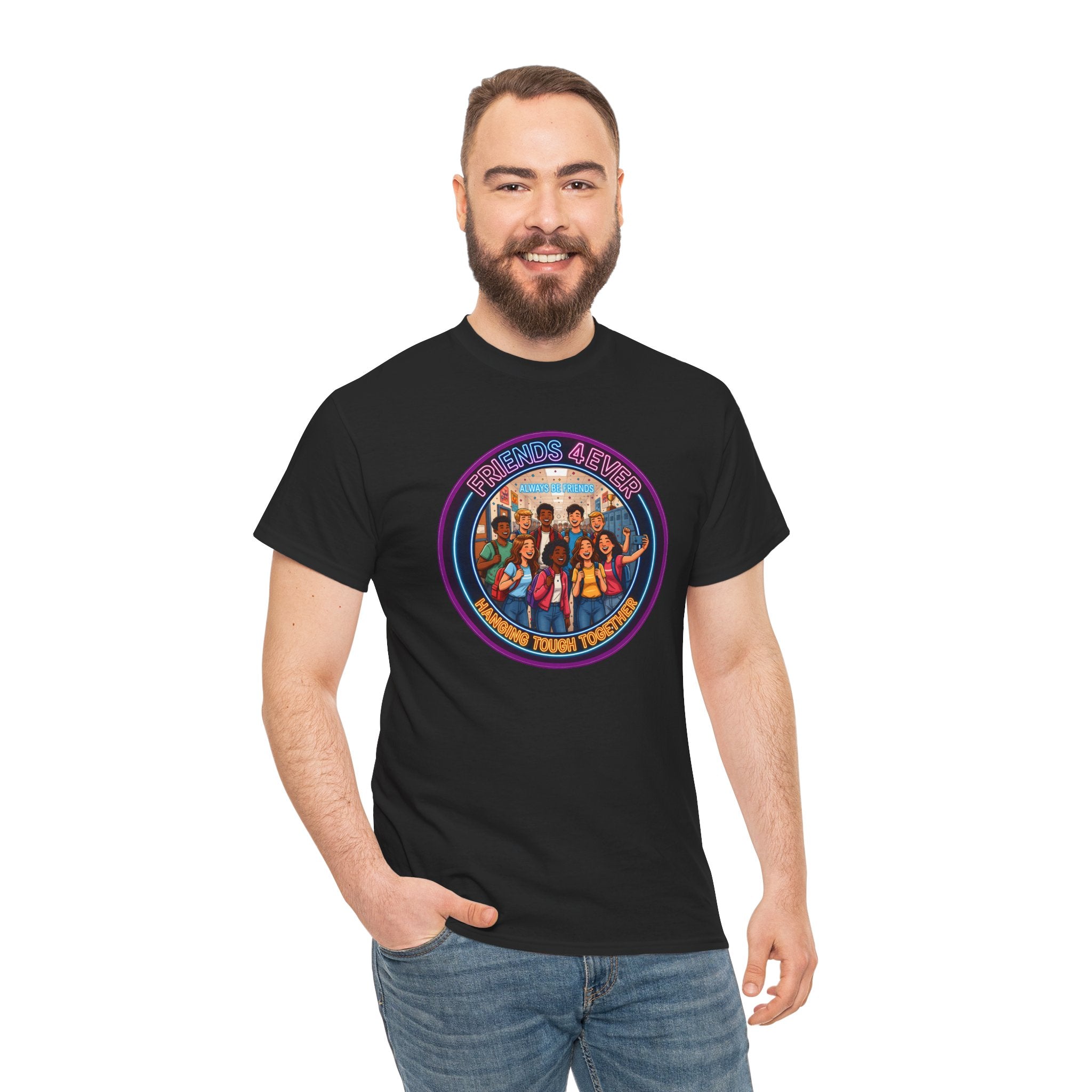Graphic Tee — Retro Group Illustration "Friends Forever"