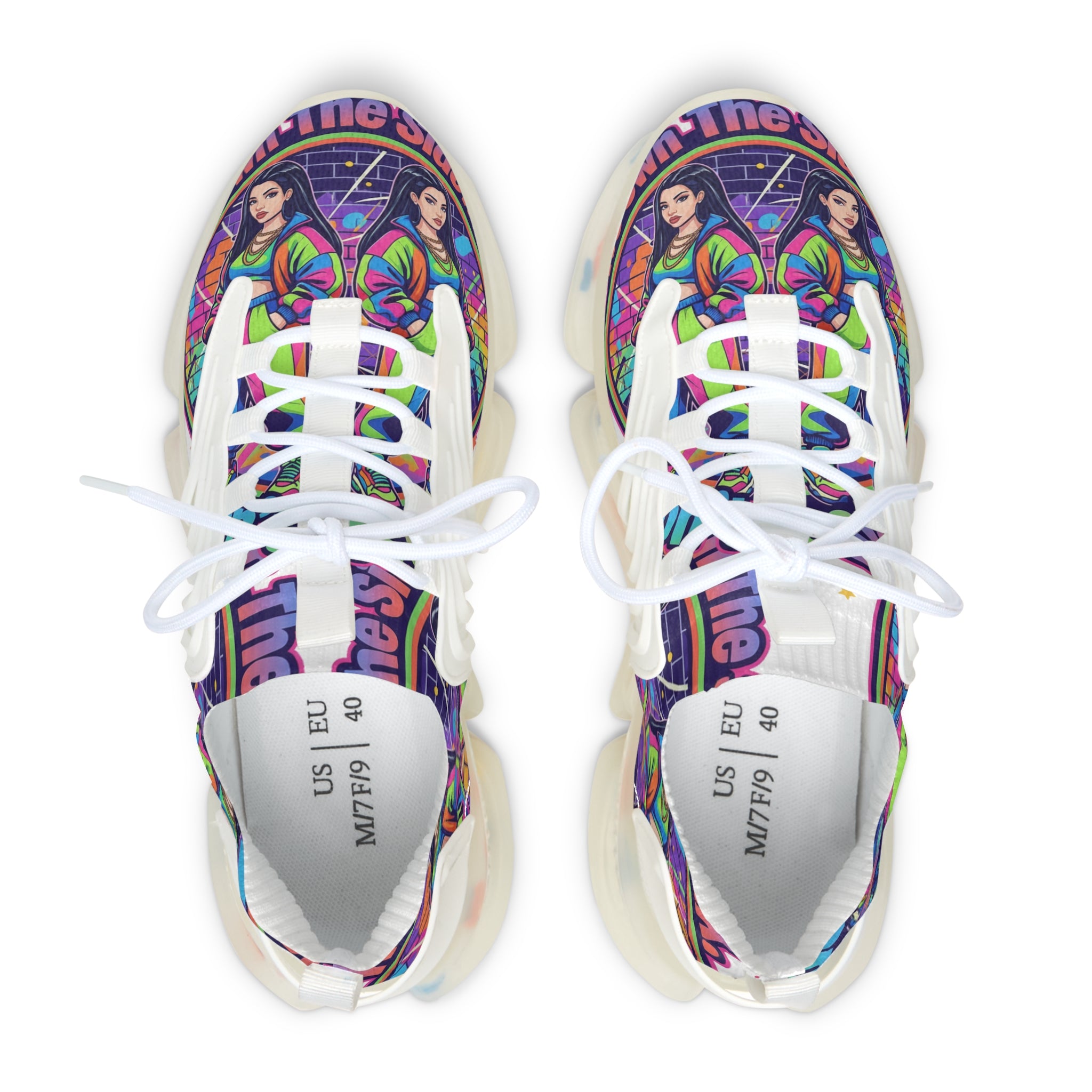 Women’s Mesh Sneakers — "We Own The Sidewalk "Colorful Retro Graphic Streetwear Trainers