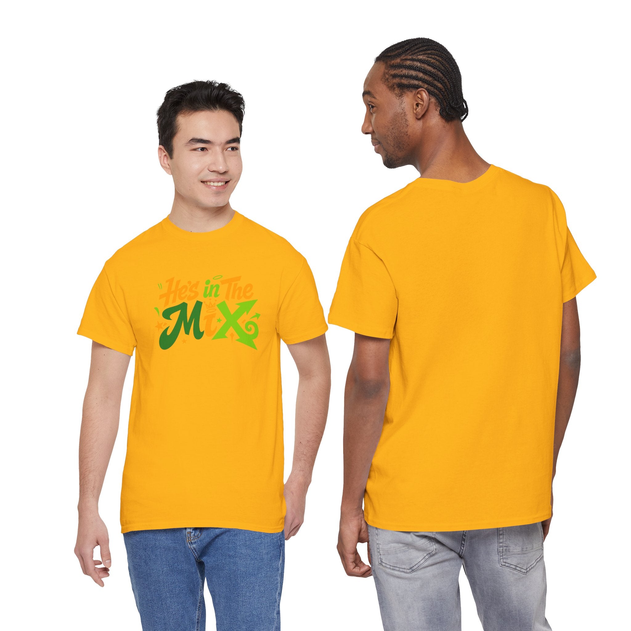 "He's in the Mix" T-Shirt — Retro Green & Orange DJ/Music Tee