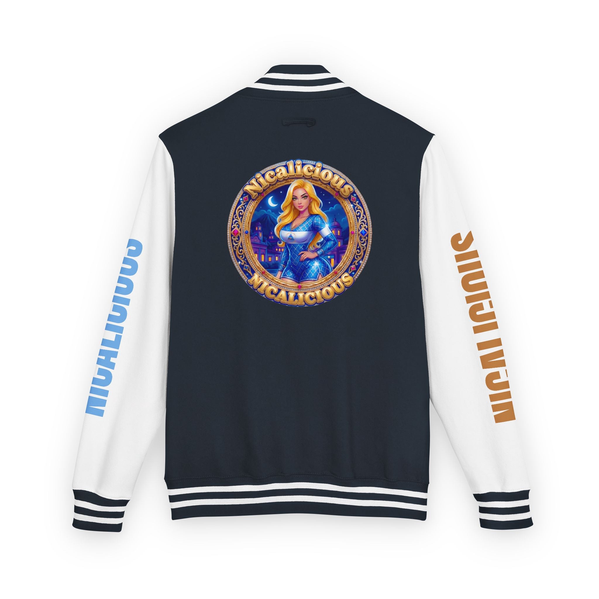 Letterman Jacket — 'Nicalicious' Retro Varsity Jacket with Angel Crest