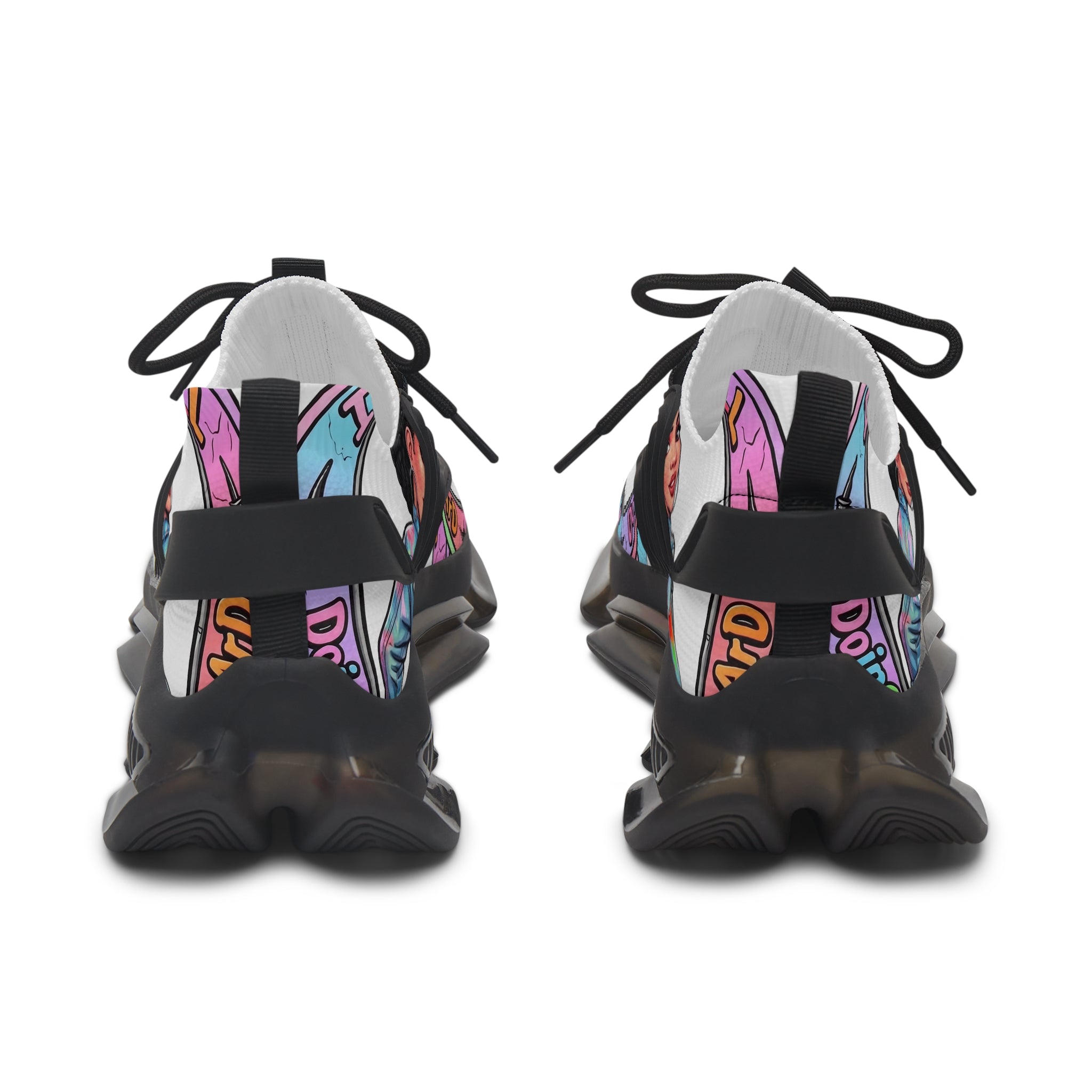 Women’s Mesh Sneakers — " I Don't kiss-N Tell"Colorful Retro Pop Art Design