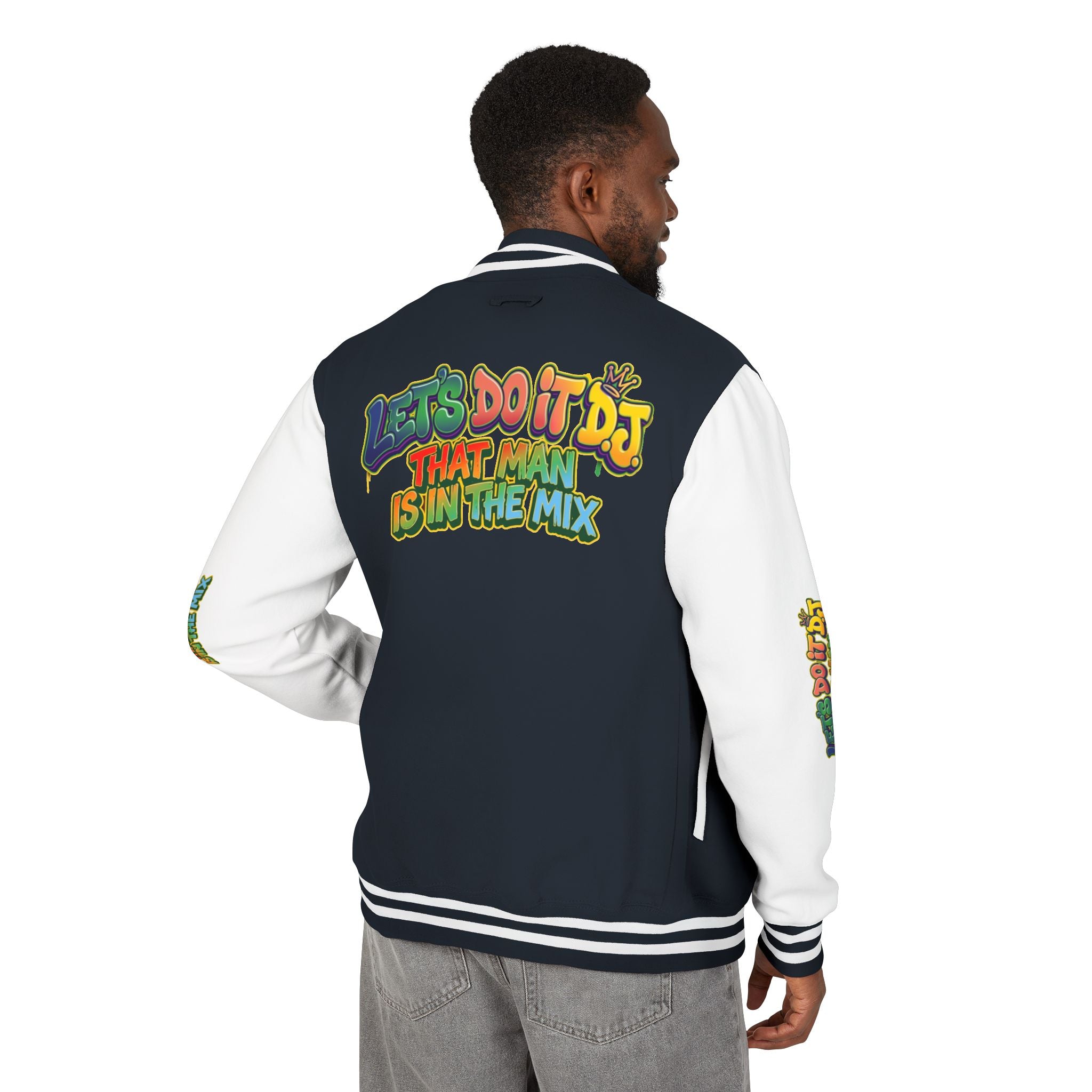 Letterman Jacket — 'Let's Do It' DJ Graphic Varsity Jacket
