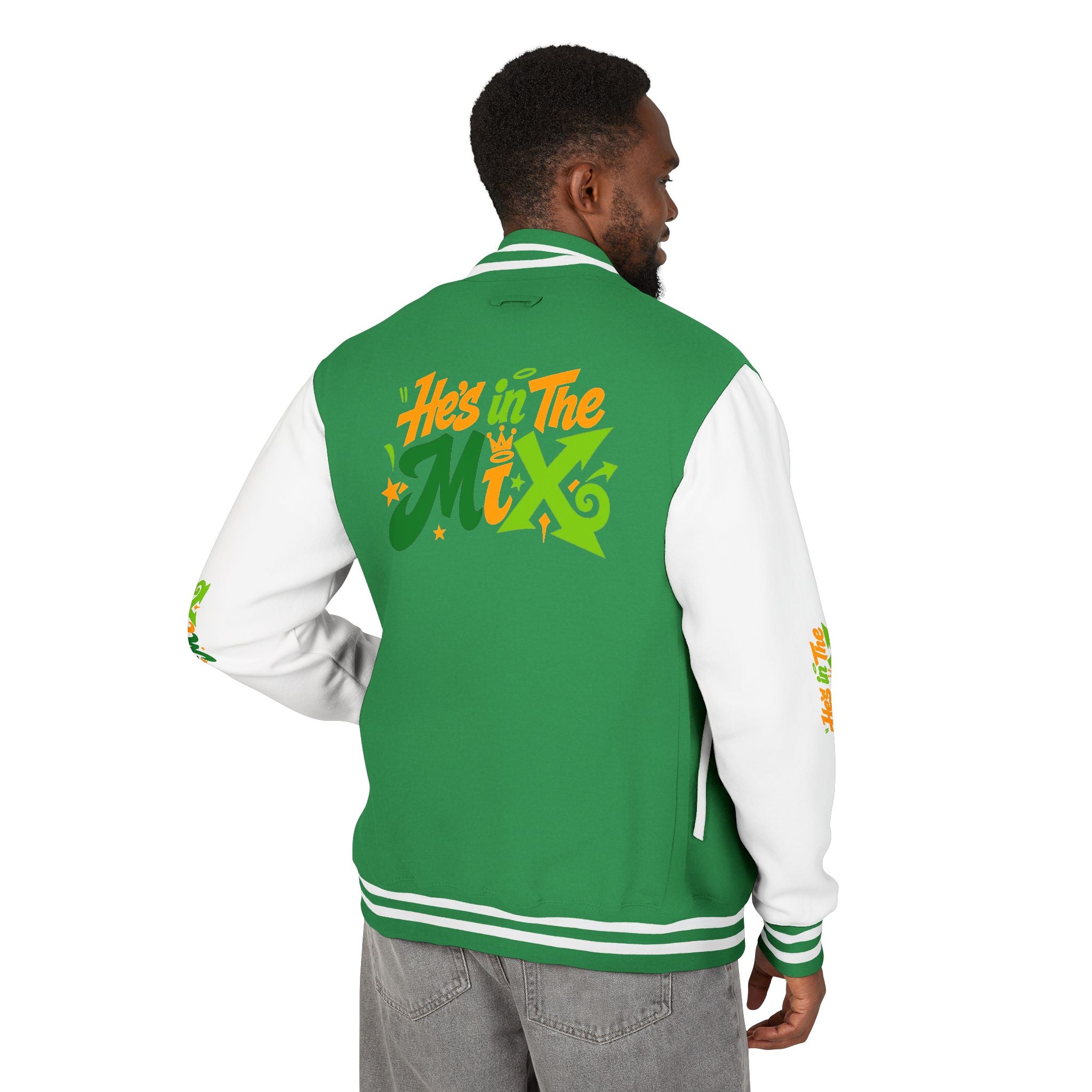 Letterman Jacket - "He's in the Mix" Retro Graffiti Varsity Jacket