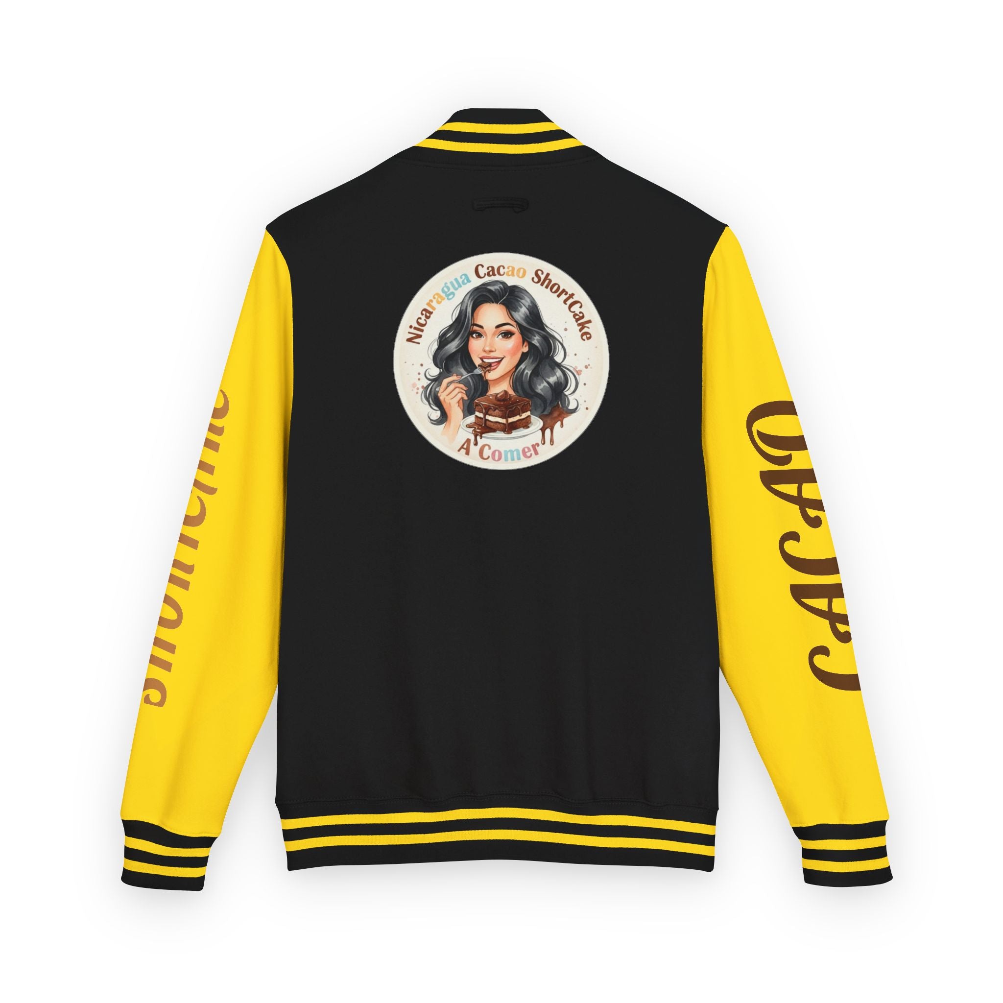Vintage Pin-Up Letterman Jacket — " Nicaragua Cacao Shortcake " Retro Logo Varsity Jacket