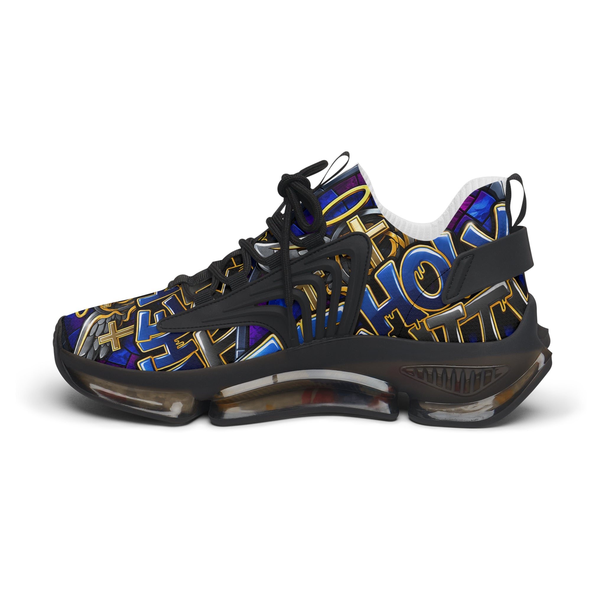Mesh Sneakers — Bold Graffiti Halo Design for Women