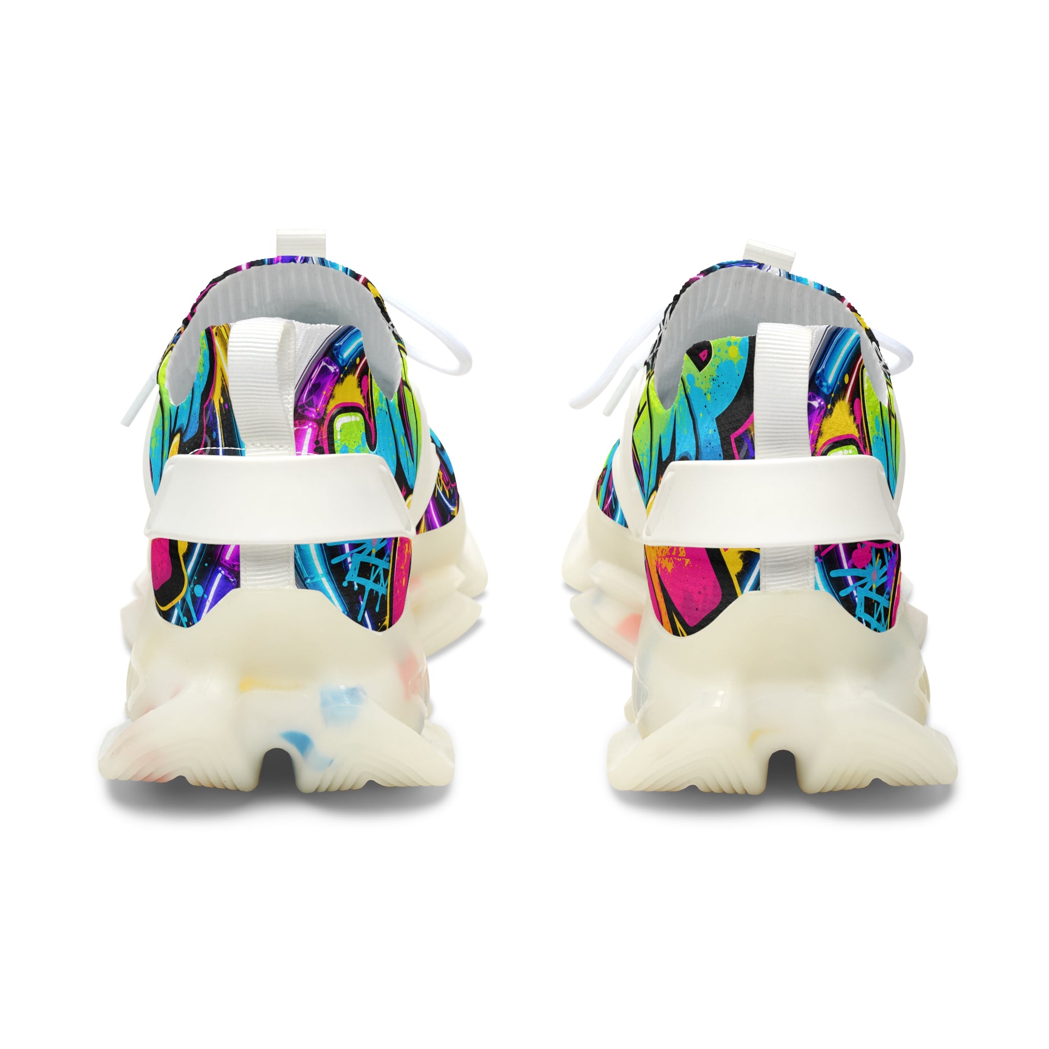 Women's Mesh Sneakers — "Jump On" Colorful Graffiti Streetwear Athletic Shoes