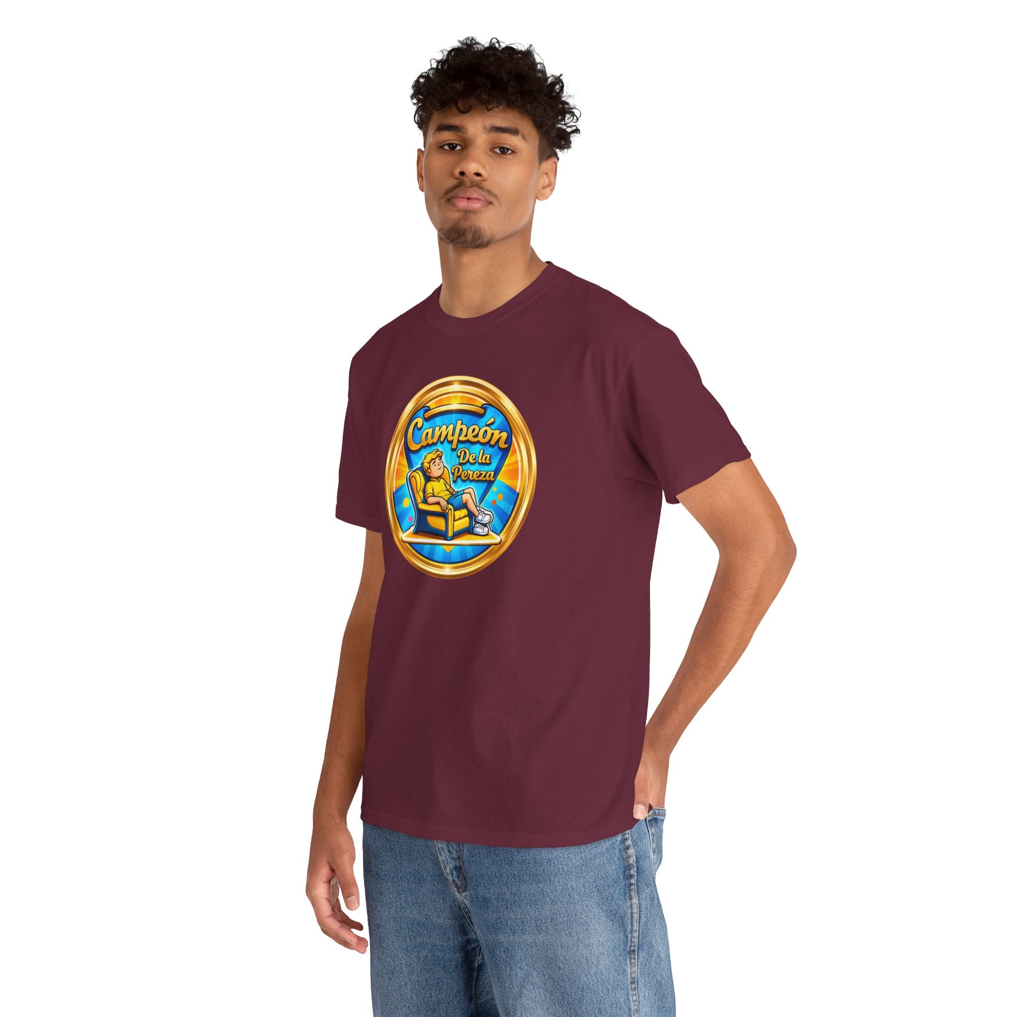 "Campeón De La Pereza" Tee — Gold Badge Adventure T‑Shirt