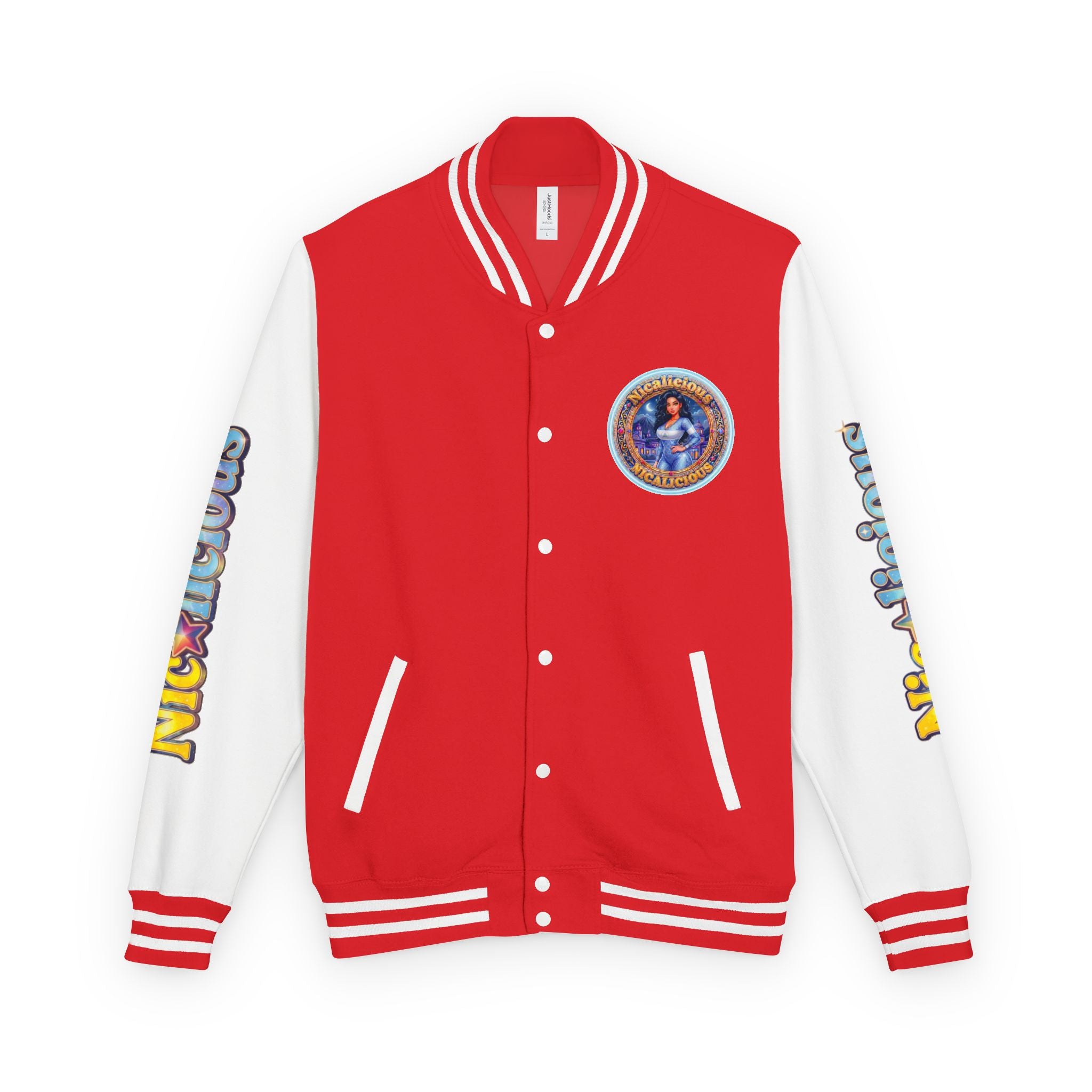 Letterman Jacket — 'Nicalicious' Graphic Varsity Jacket with Retro Badge