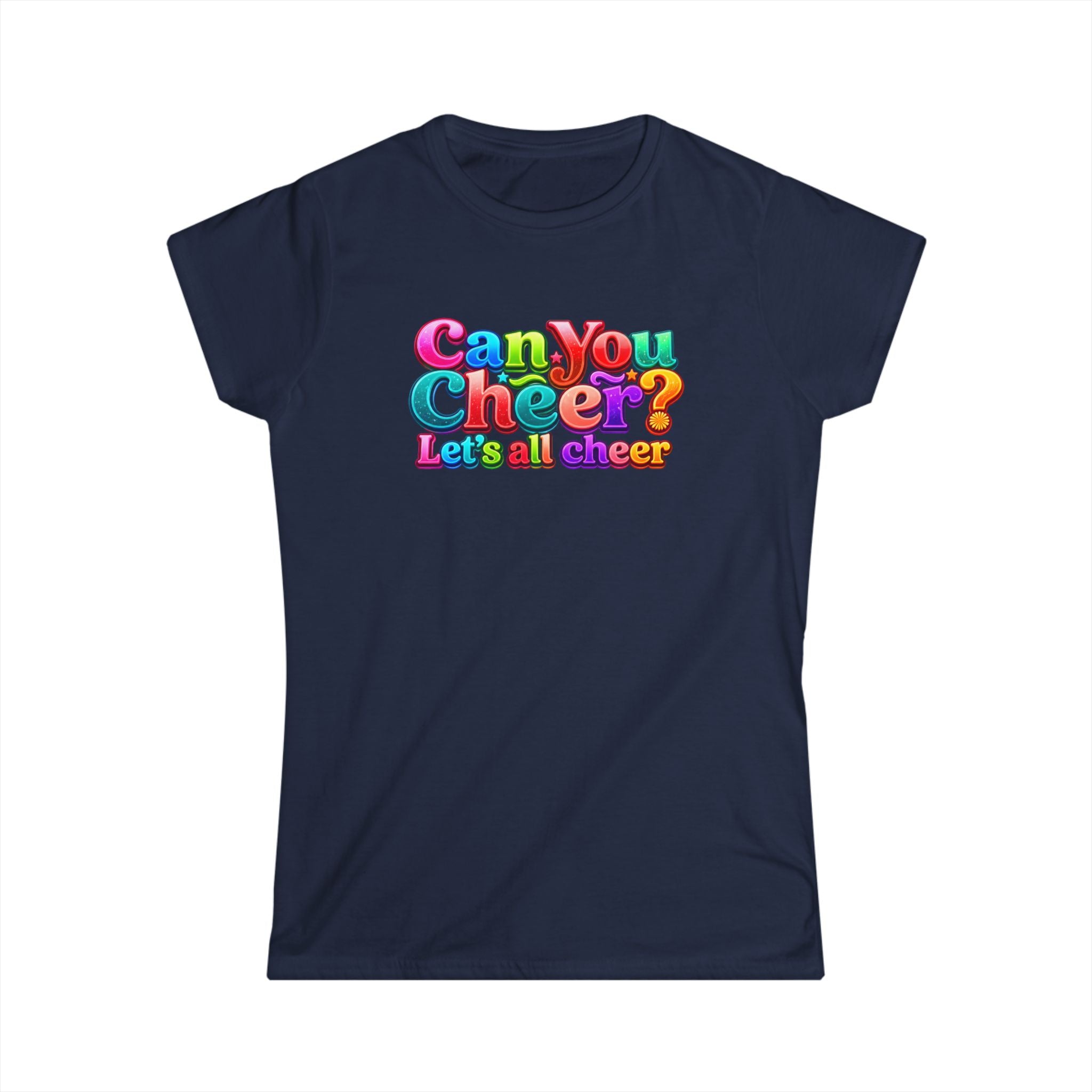 "Can You Cheer" Women's Tee — Colorful Retro Cheer Graphic Shirt