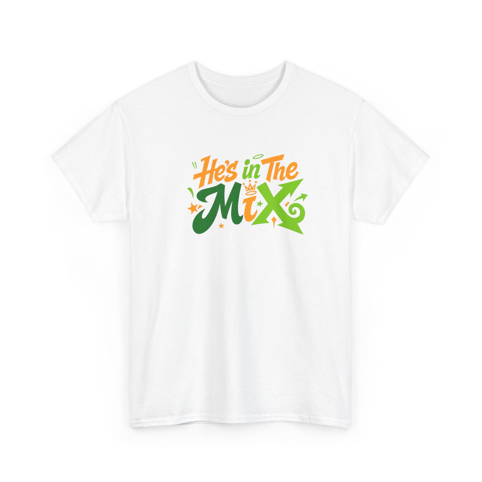 "He's in the Mix" T-Shirt — Retro Green & Orange DJ/Music Tee