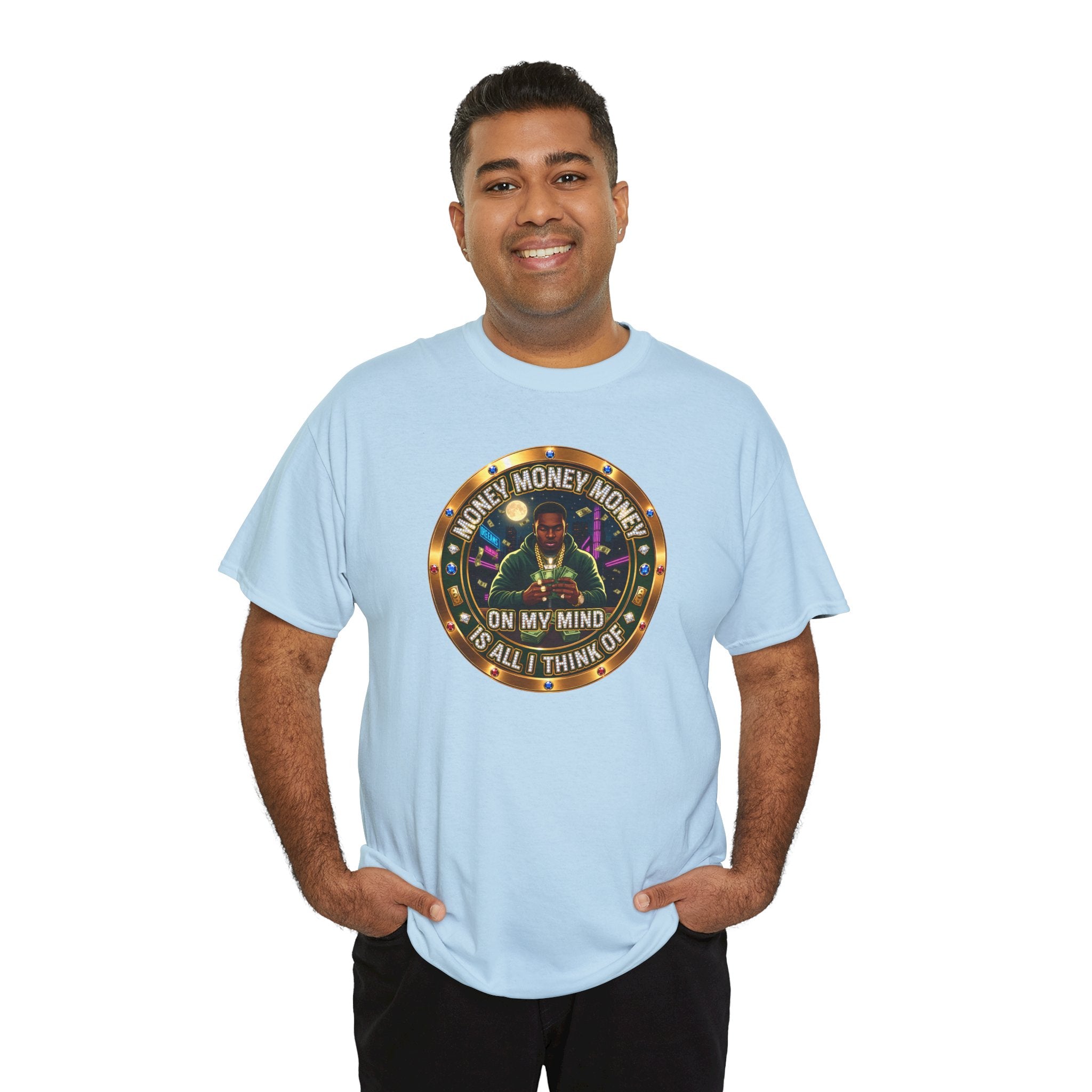 "Money On My Mind" Graphic Tee — Retro Casino Coin Design
