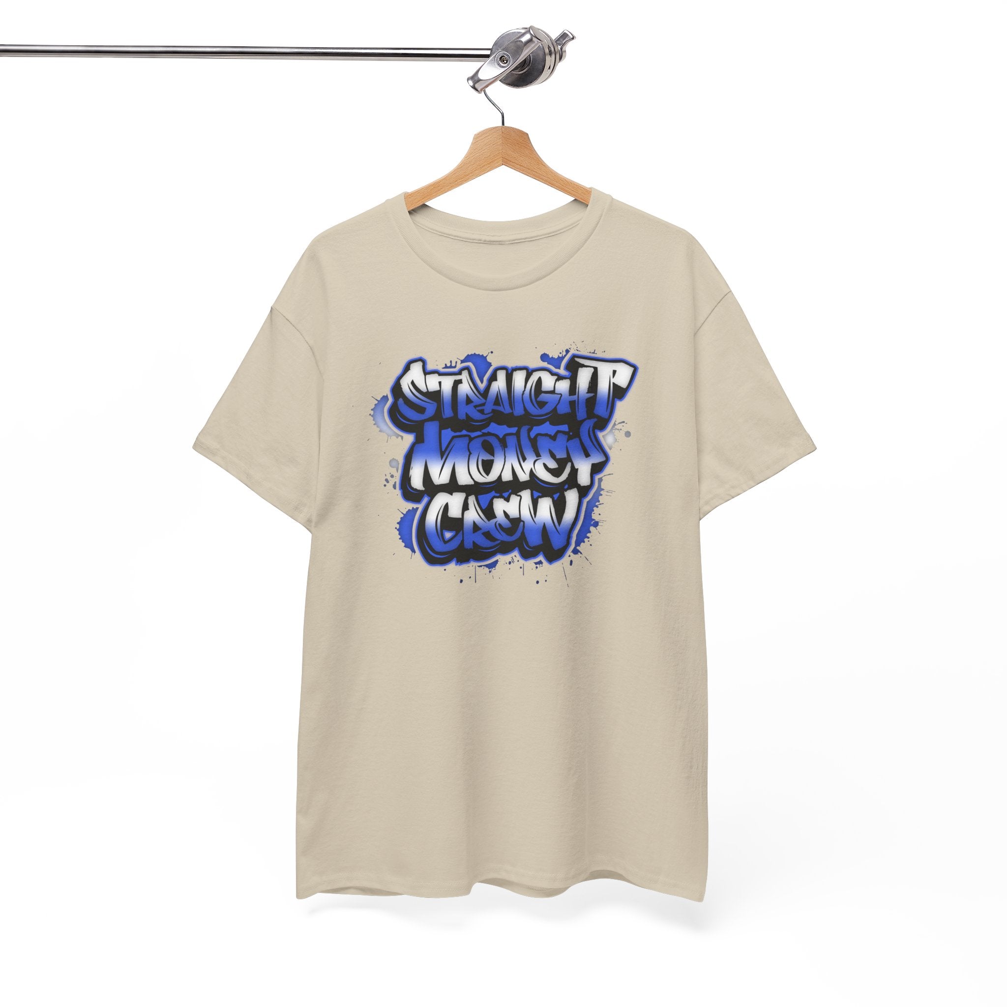 T-Shirt — "Stackin' Money Crew" Blue Graffiti Graphic Tee