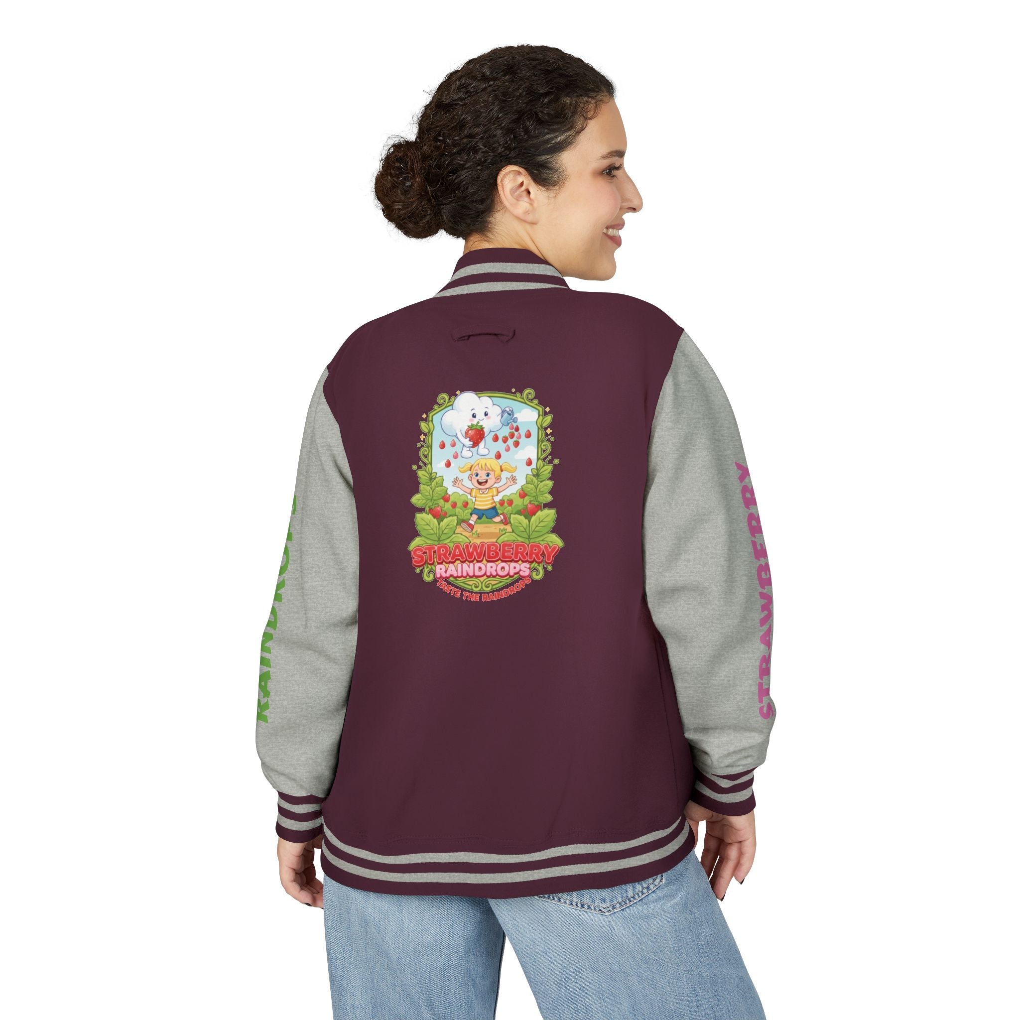 Letterman Jacket —"Strawberry Raindrops" Back Patch