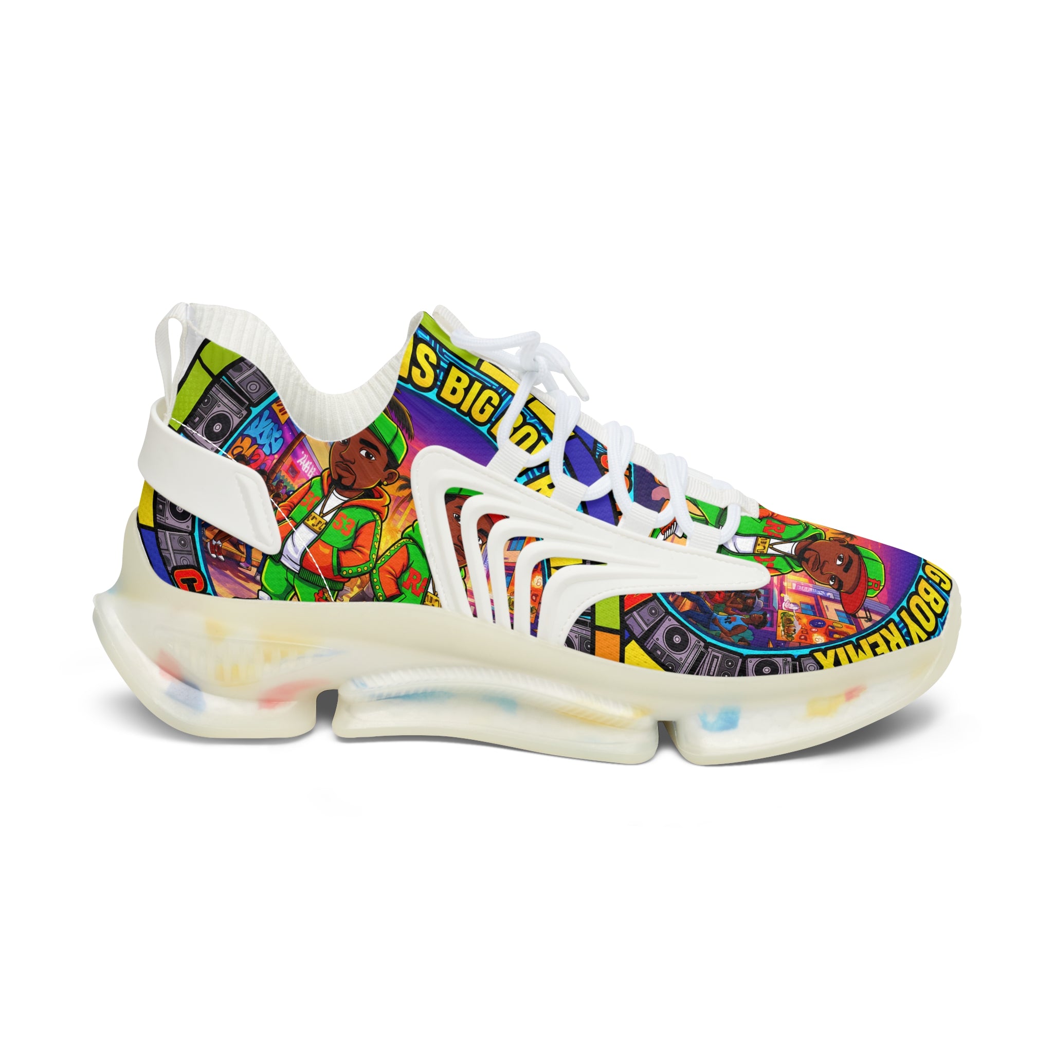 Women's Mesh Sneakers — Colorful Retro 'Check Dis Big Boy Remix' Graphic Trainers