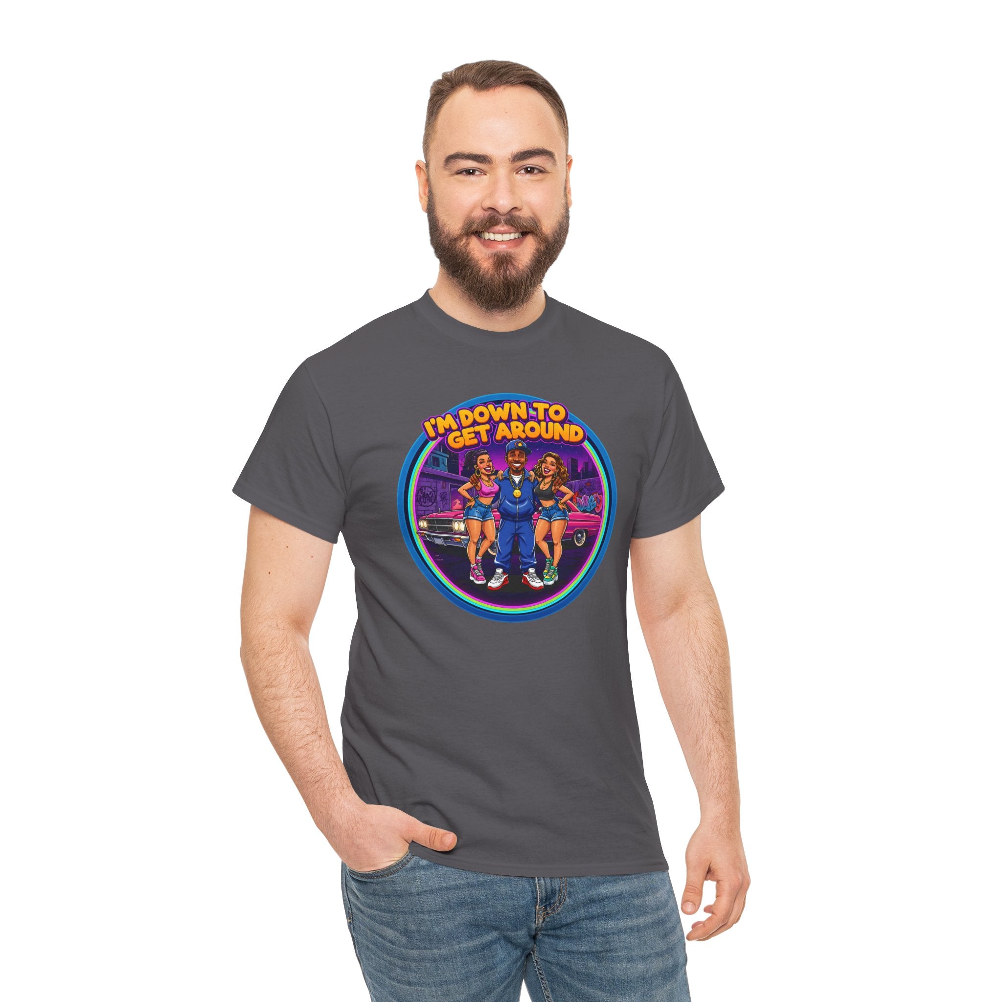 T-Shirt — 'I'm Down to Get Around' Retro Skate Crew Graphic Tee