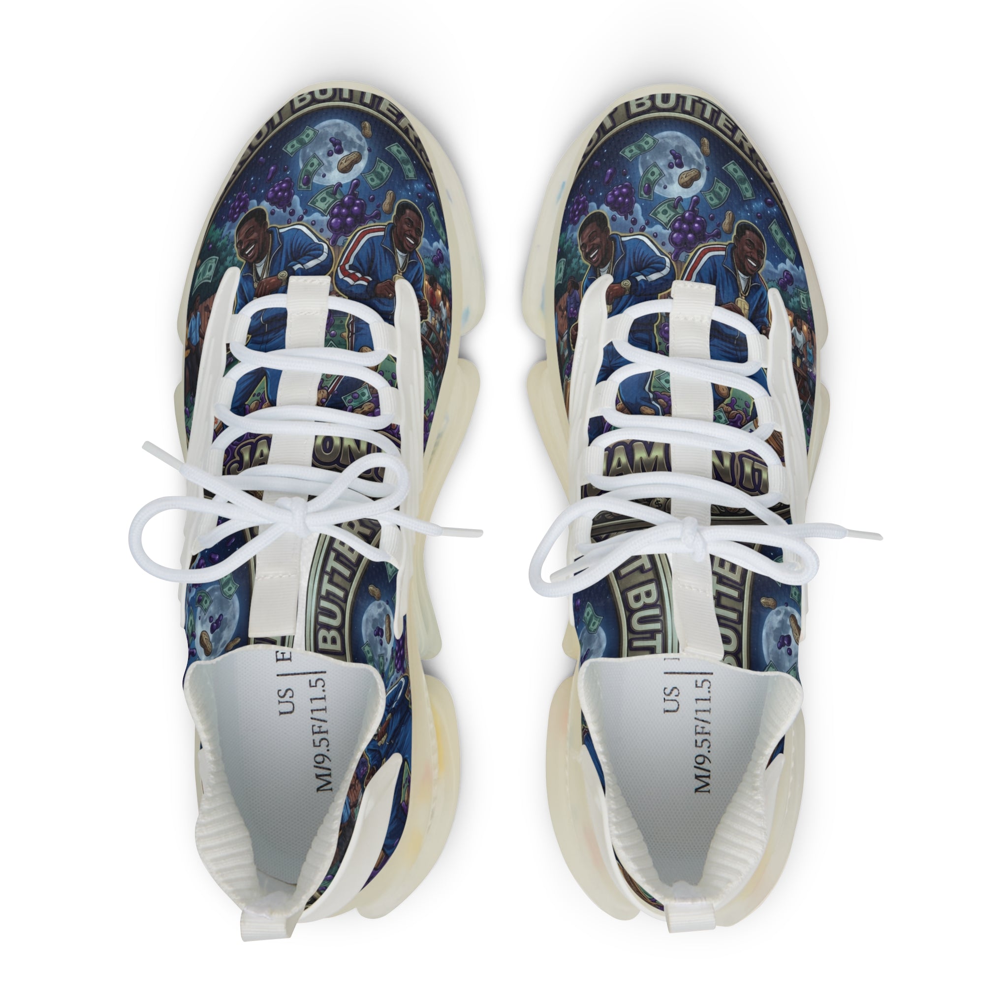 Men's Mesh Sneakers — "Peanut Butter Jelly"Cosmic Blue Graphic Athletic Shoes