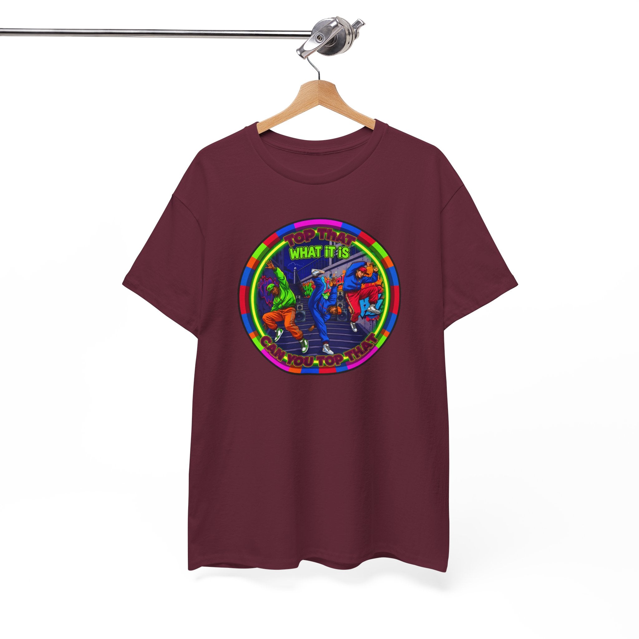 Dance Crew T-Shirt – "Top That What It Is" Retro Neon Graphic Tee