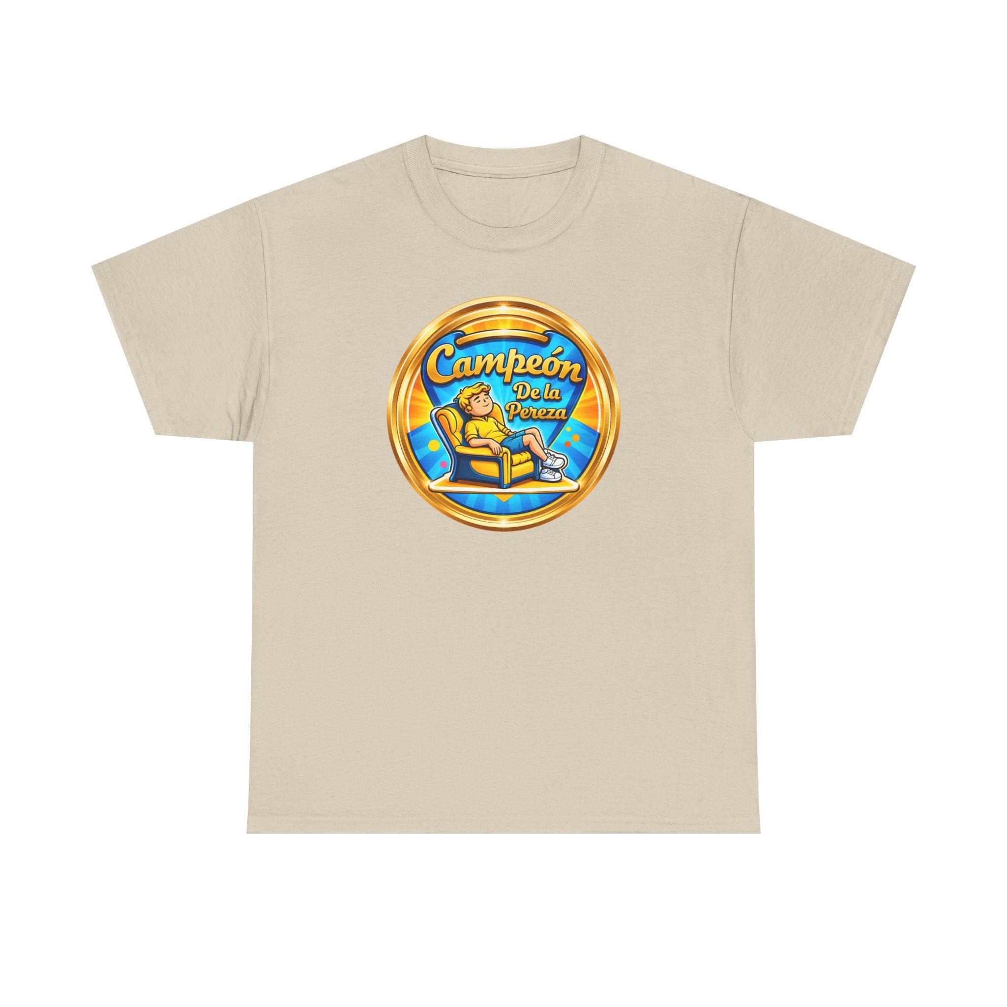 "Campeón De La Pereza" Tee — Gold Badge Adventure T‑Shirt