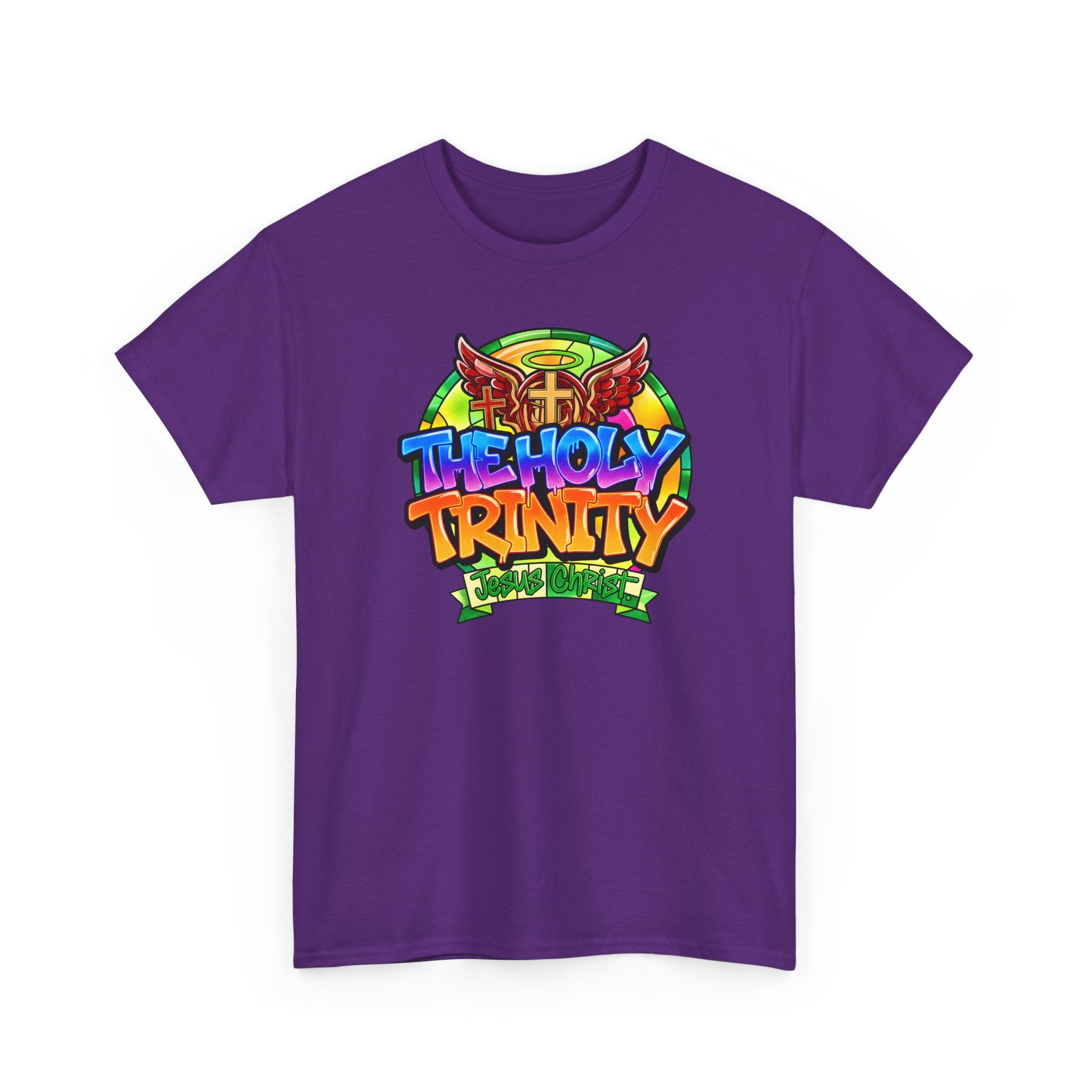 Holy Trinity Graphic Tee — Colorful Faith-Inspired Streetwear T-Shirt