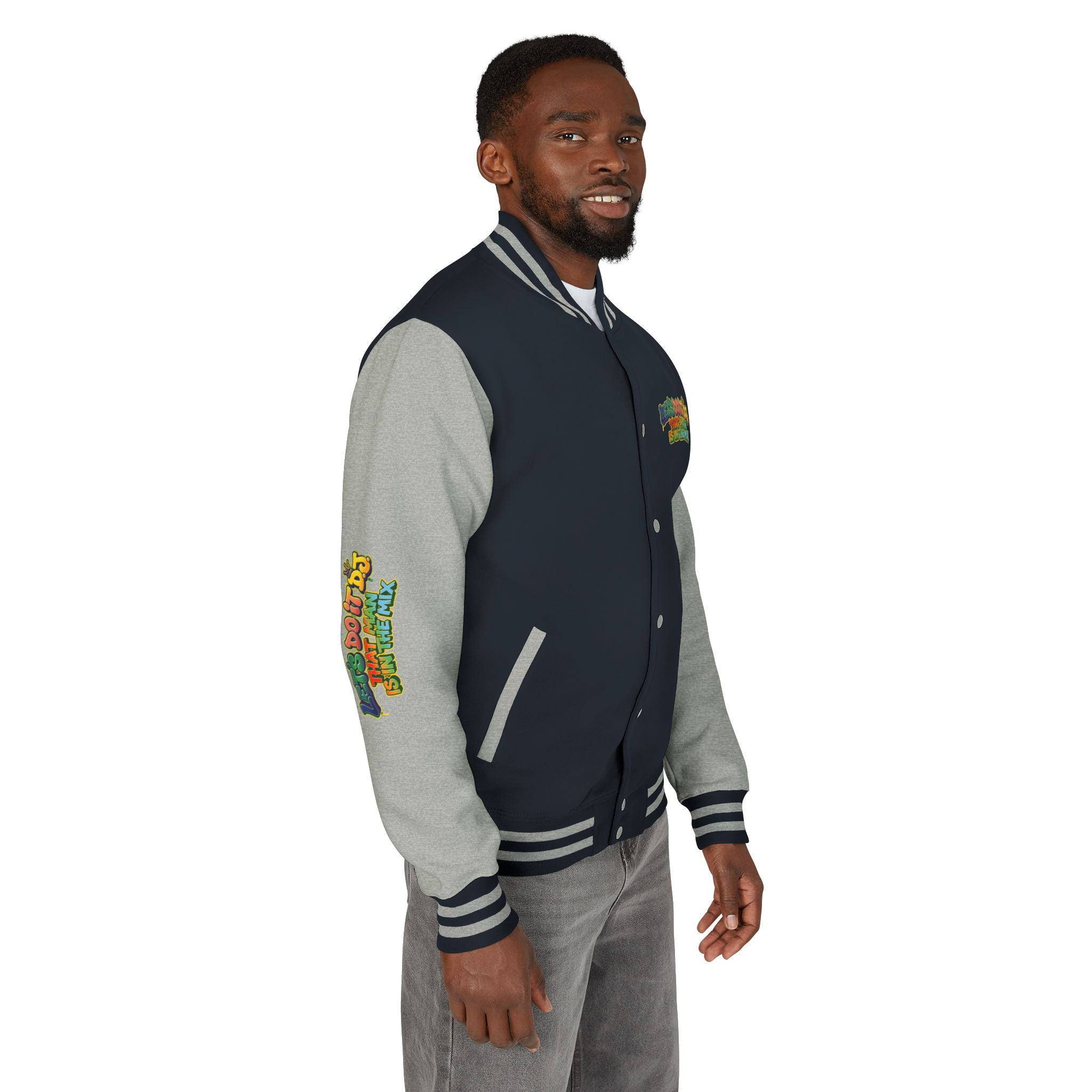 Letterman Jacket — 'Let's Do It' DJ Graphic Varsity Jacket