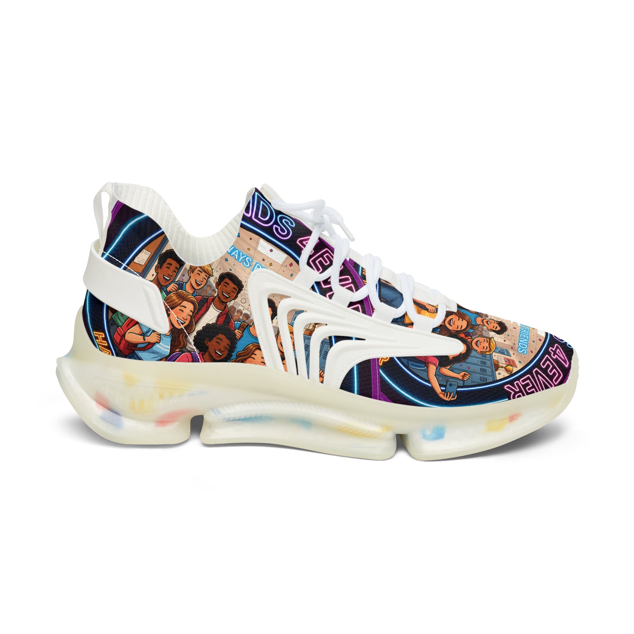 Mesh Sneakers — 'Friends 4Ever' Retro Group Photo Graphic Women's Athletic Shoes
