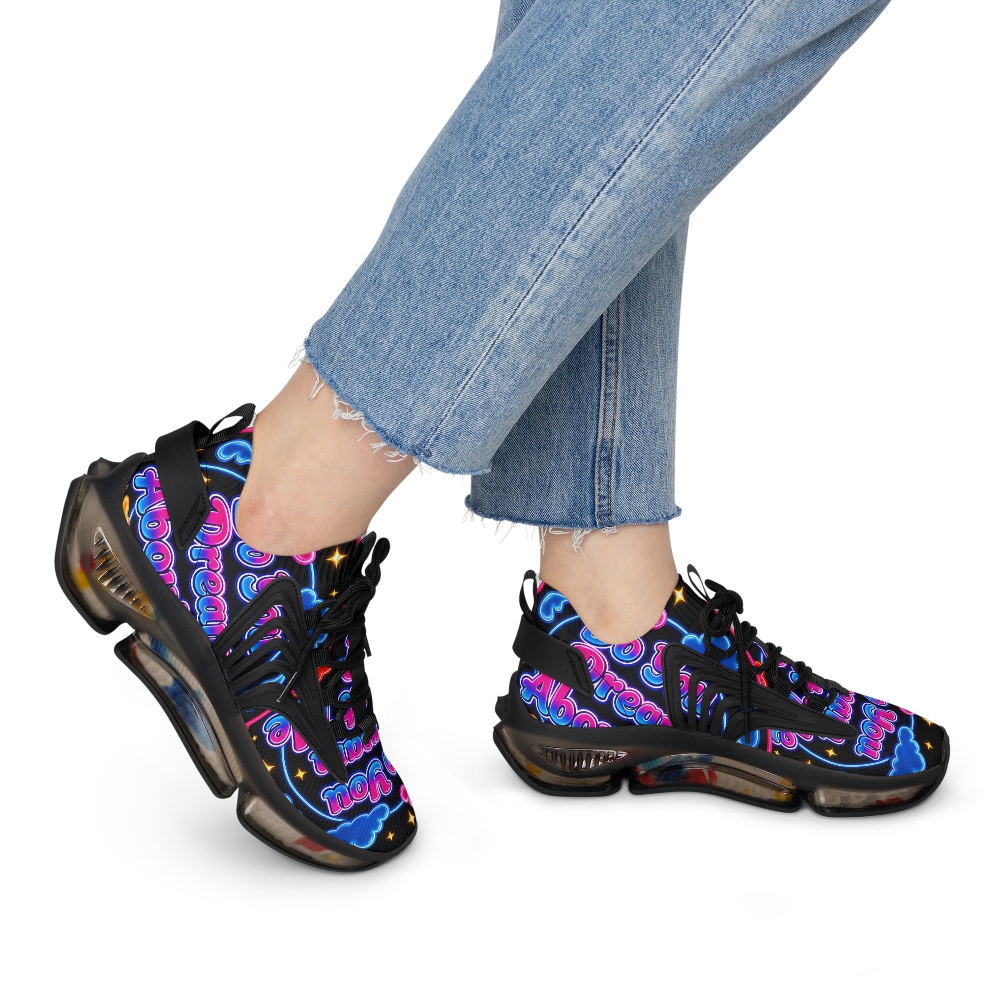 Mesh Sneakers — Neon Dream Graphic Women's Athletic Shoes
