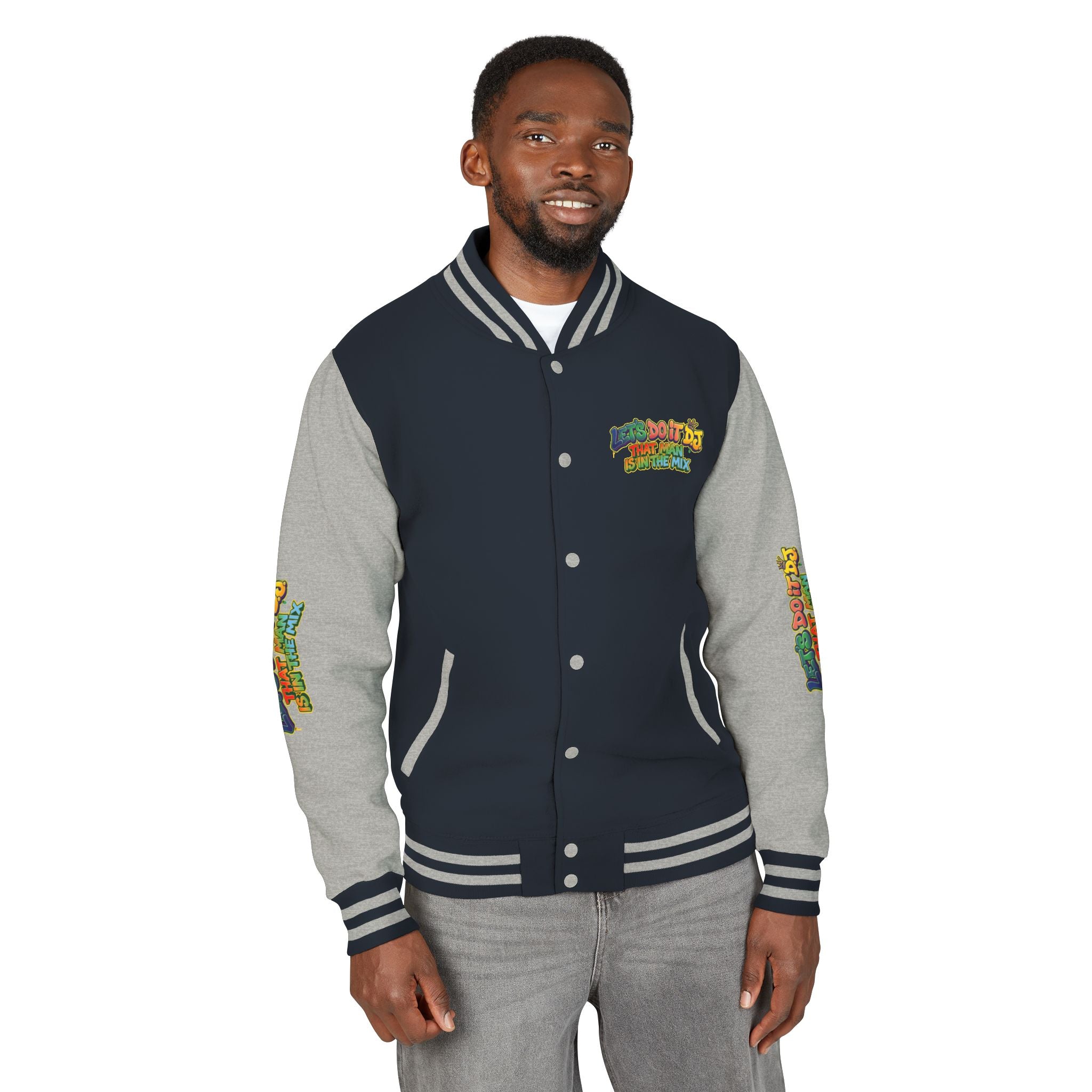 Letterman Jacket — 'Let's Do It' DJ Graphic Varsity Jacket