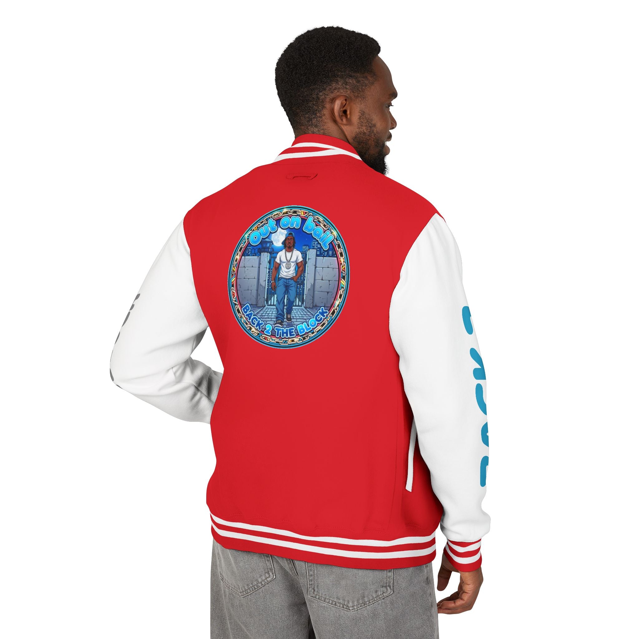 Letterman Jacket — 'Back 2 The Block' Retro Streetwear Patch Jacket