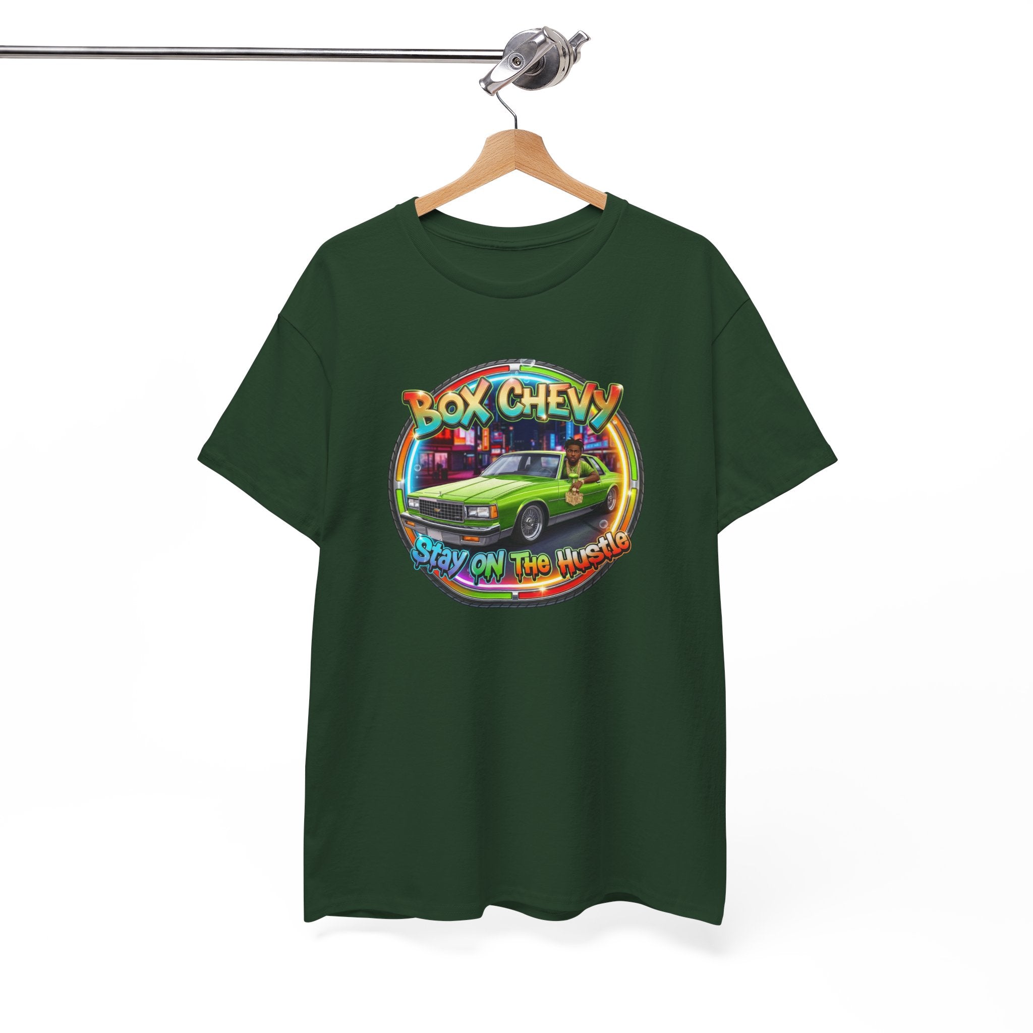 Vintage Chevy Truck Tee — "Box Chevy Stay On The Hustle" Retro Car Graphic Shirt