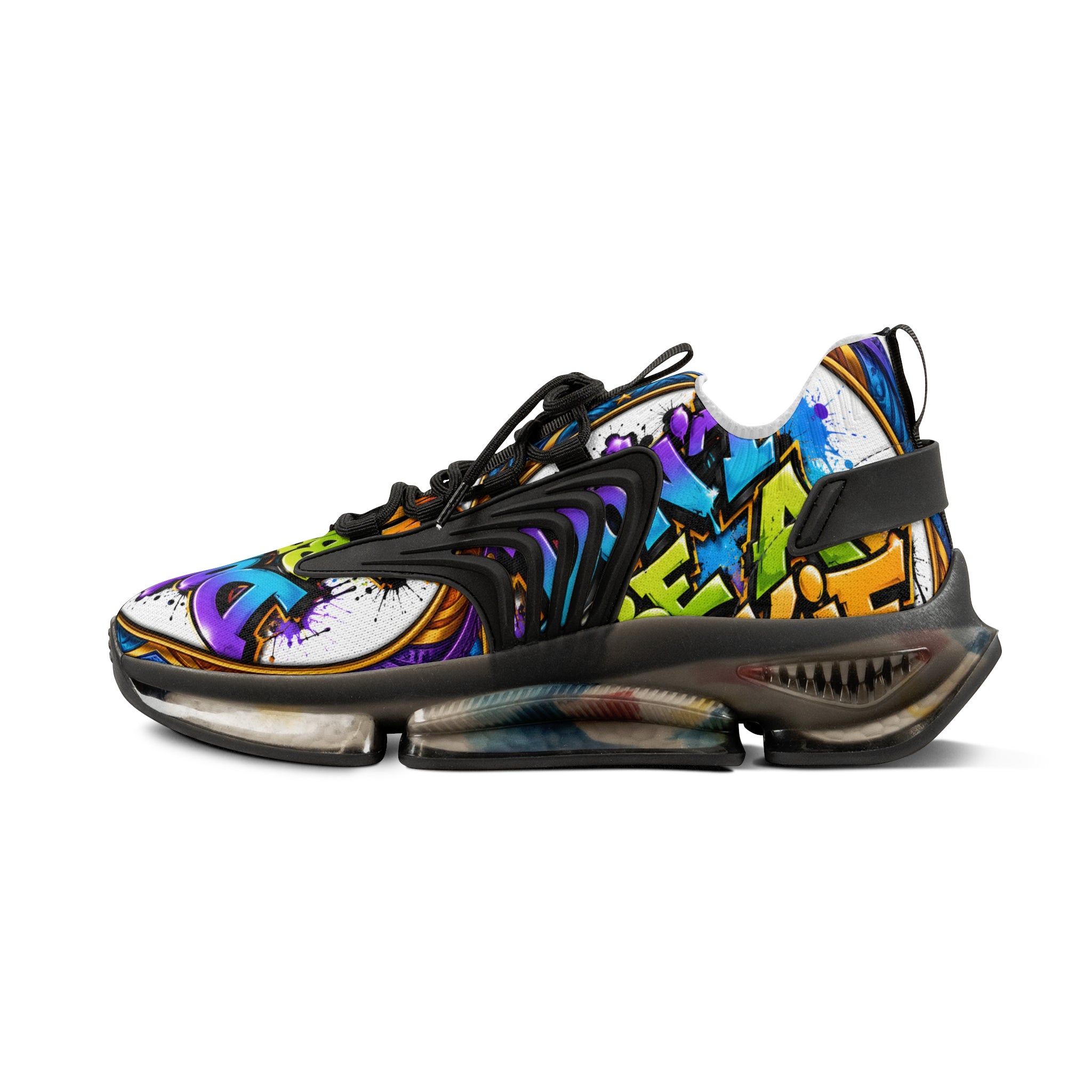 Men's Mesh Sneakers — " Don't Be A Junkie" Colorful 'Don't Be a Junkie' Graffiti Athletic Shoes