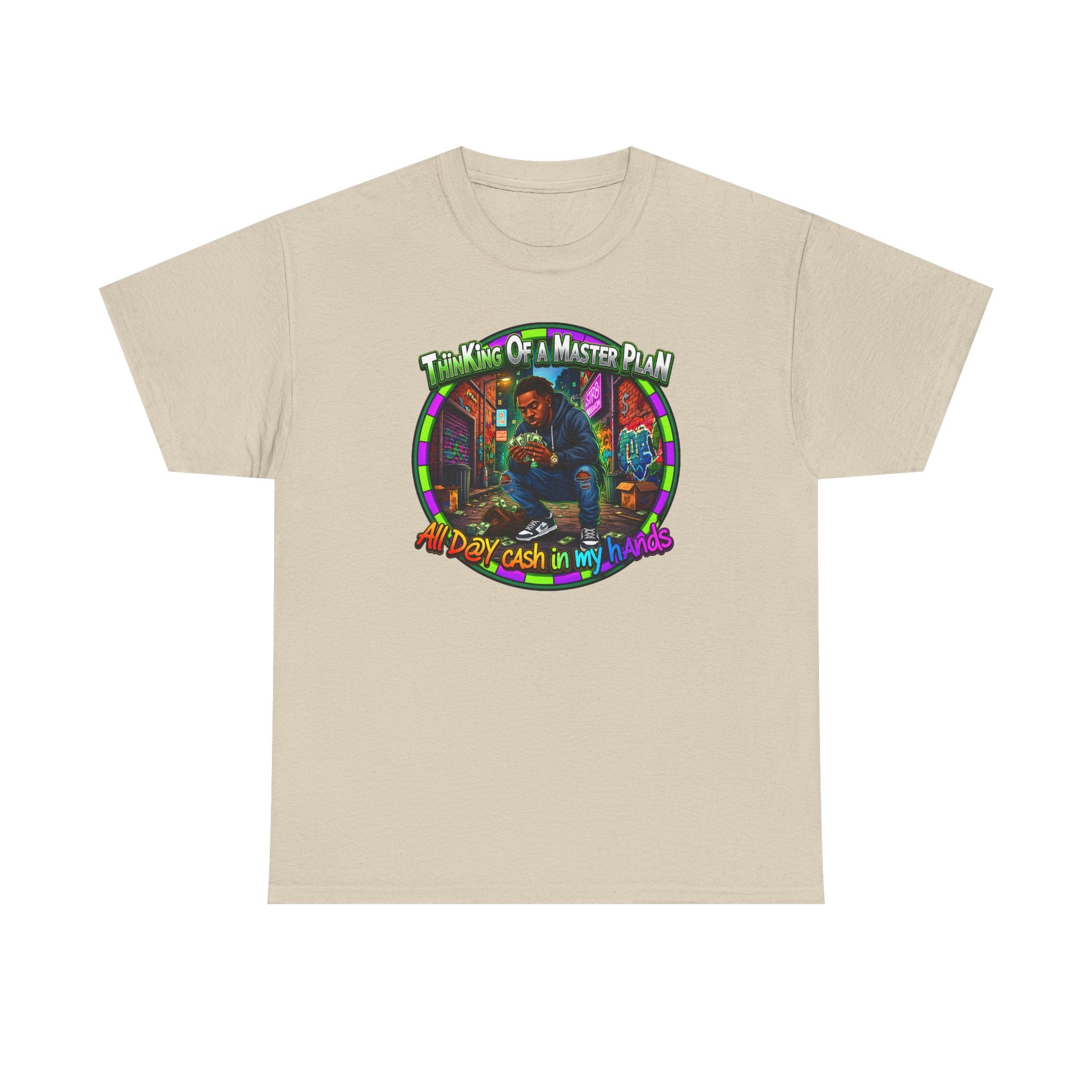 T-Shirt — "Thinking of a Master Plan" Colorful Retro Hip-Hop Graphic Tee