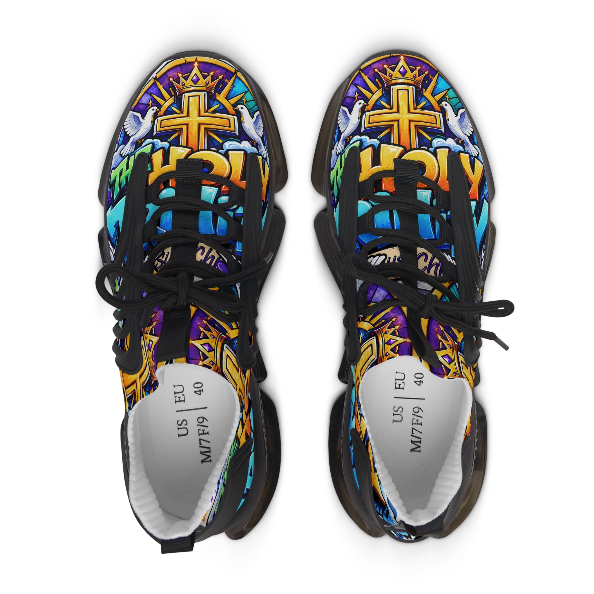 Men's Mesh Sneakers — 'The Holy' Colorful Graffiti Athletic Shoes for Women