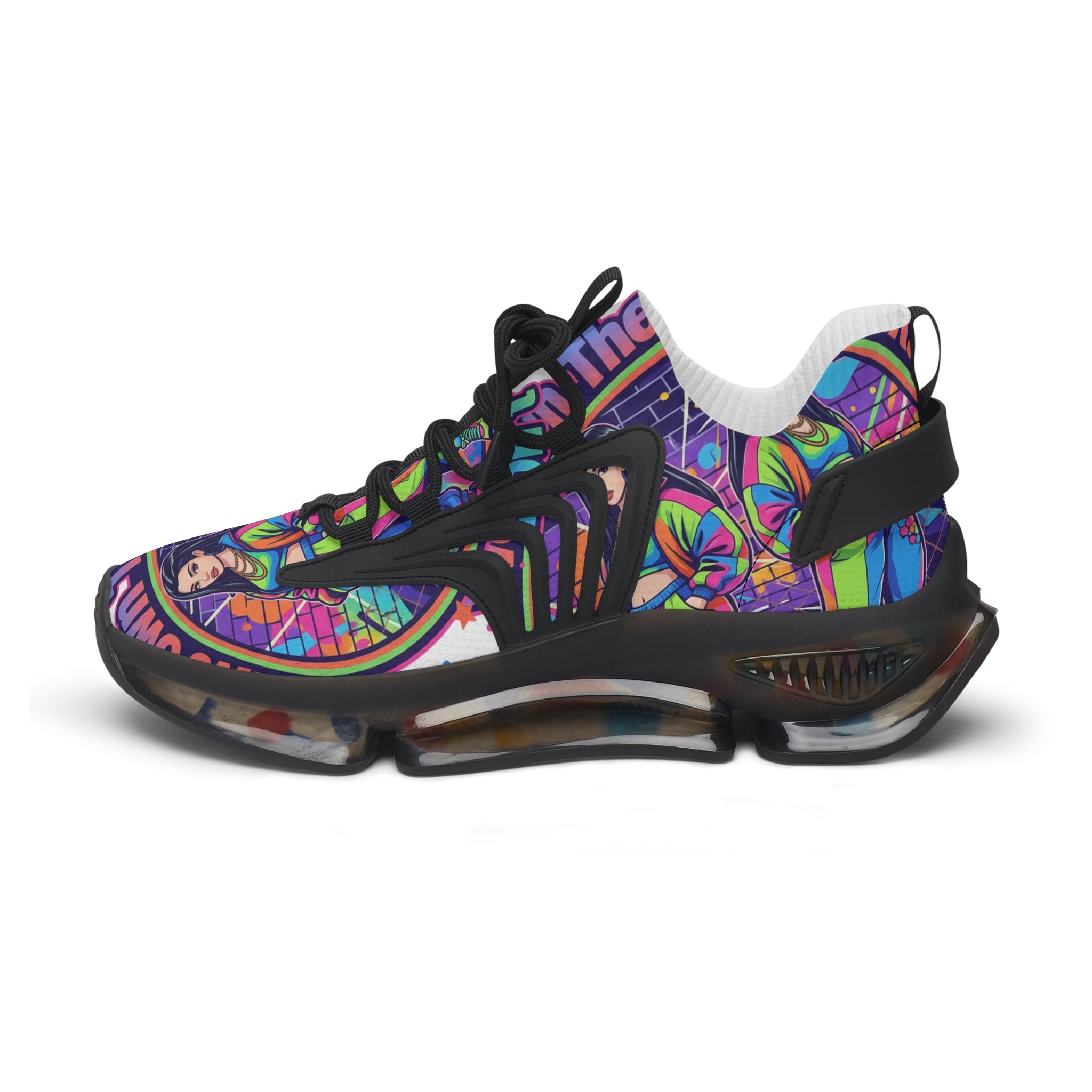 Women’s Mesh Sneakers — "We Own The Sidewalk "Colorful Retro Graphic Streetwear Trainers