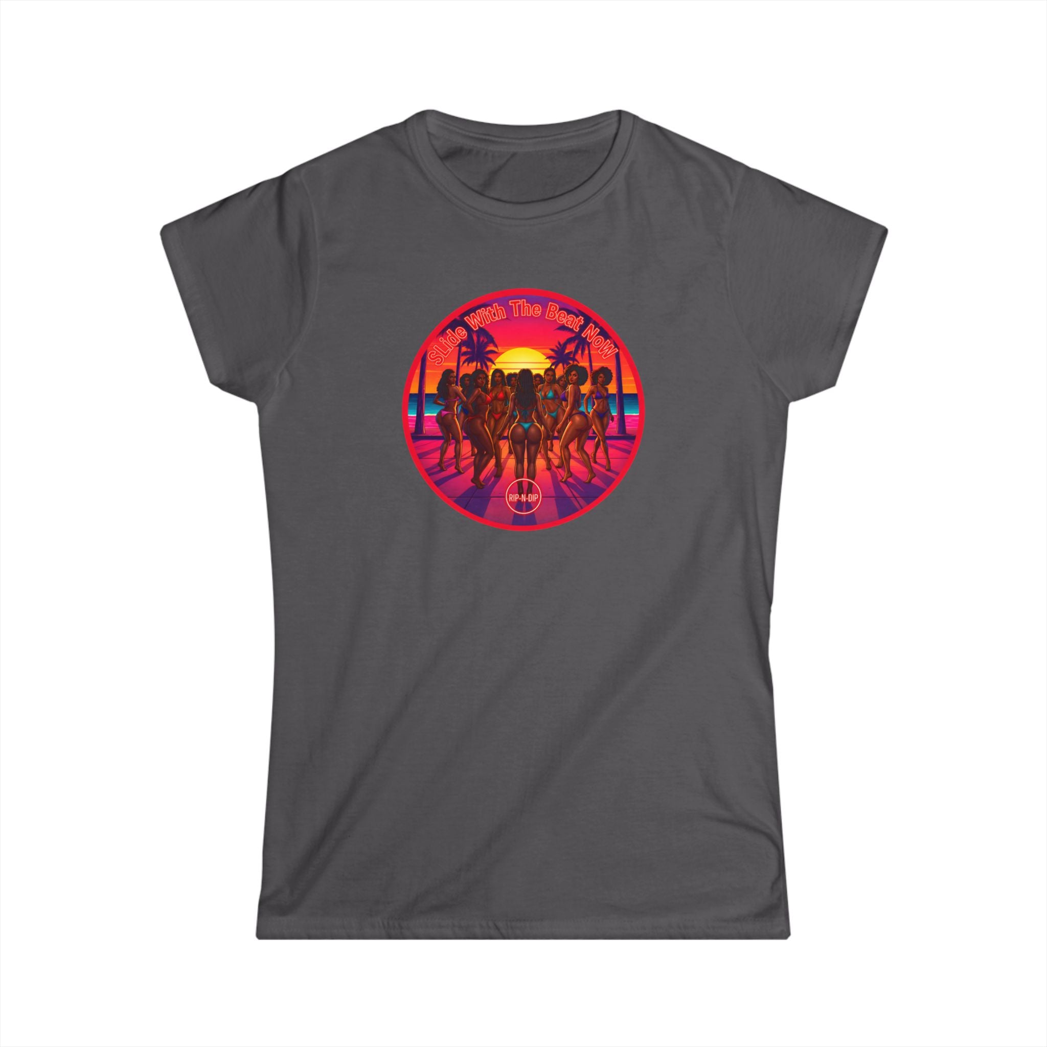 Women's Softstyle Tee — '' Slide With The Best Now" Classic White Crewneck T-Shirt