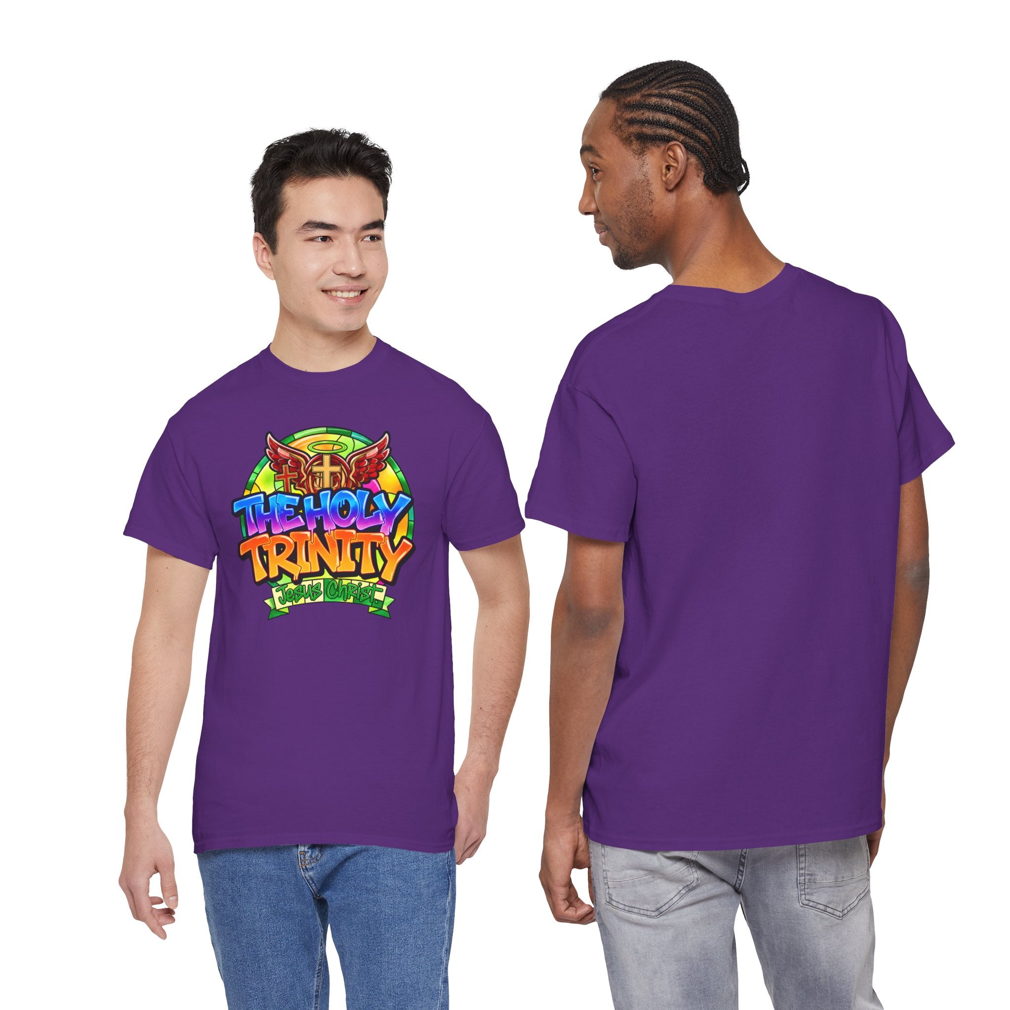 Holy Trinity Graphic Tee — Colorful Faith-Inspired Streetwear T-Shirt