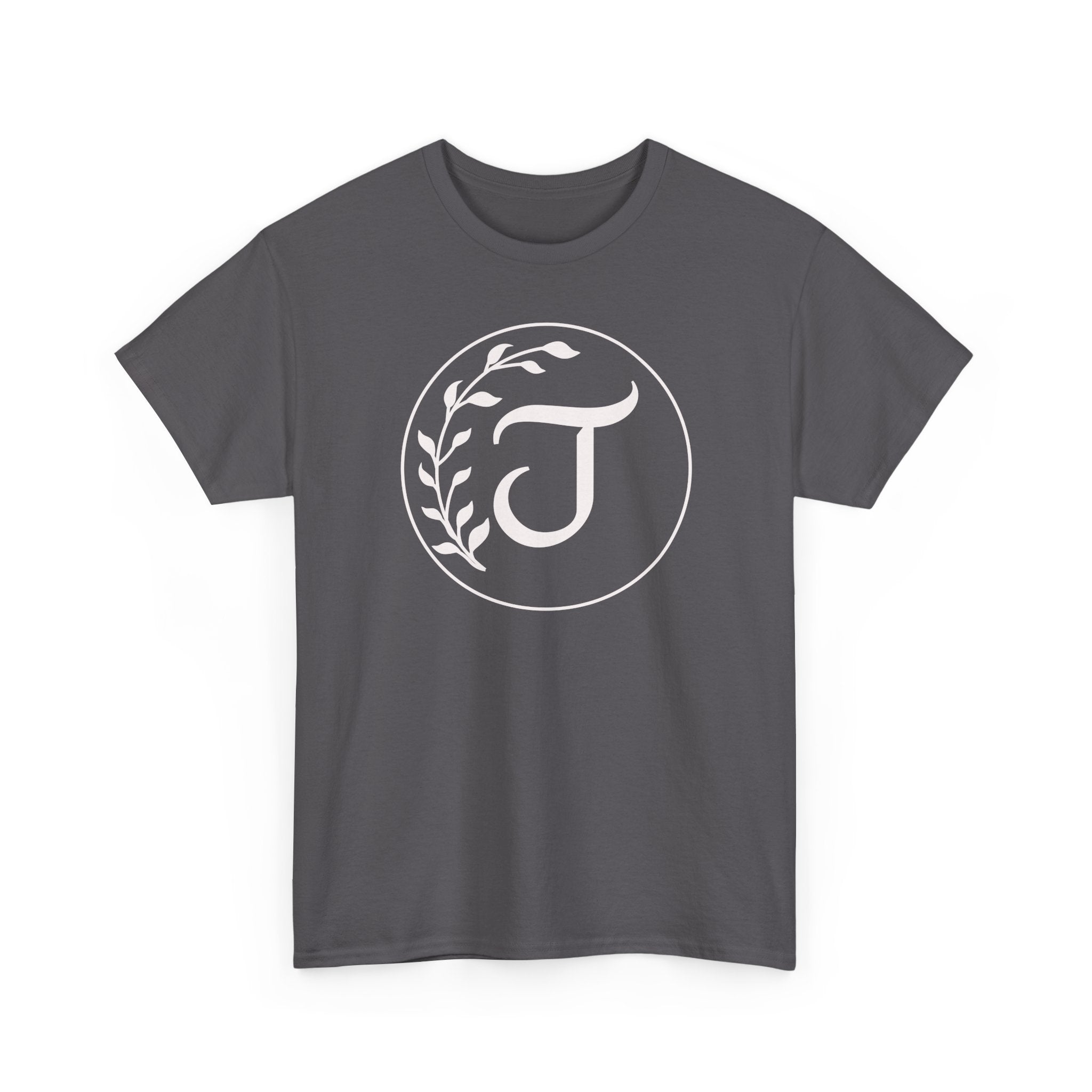 White Tee with Subtle "Floral J " Jesus Christ "— Minimalist Japanese Character T-Shirt