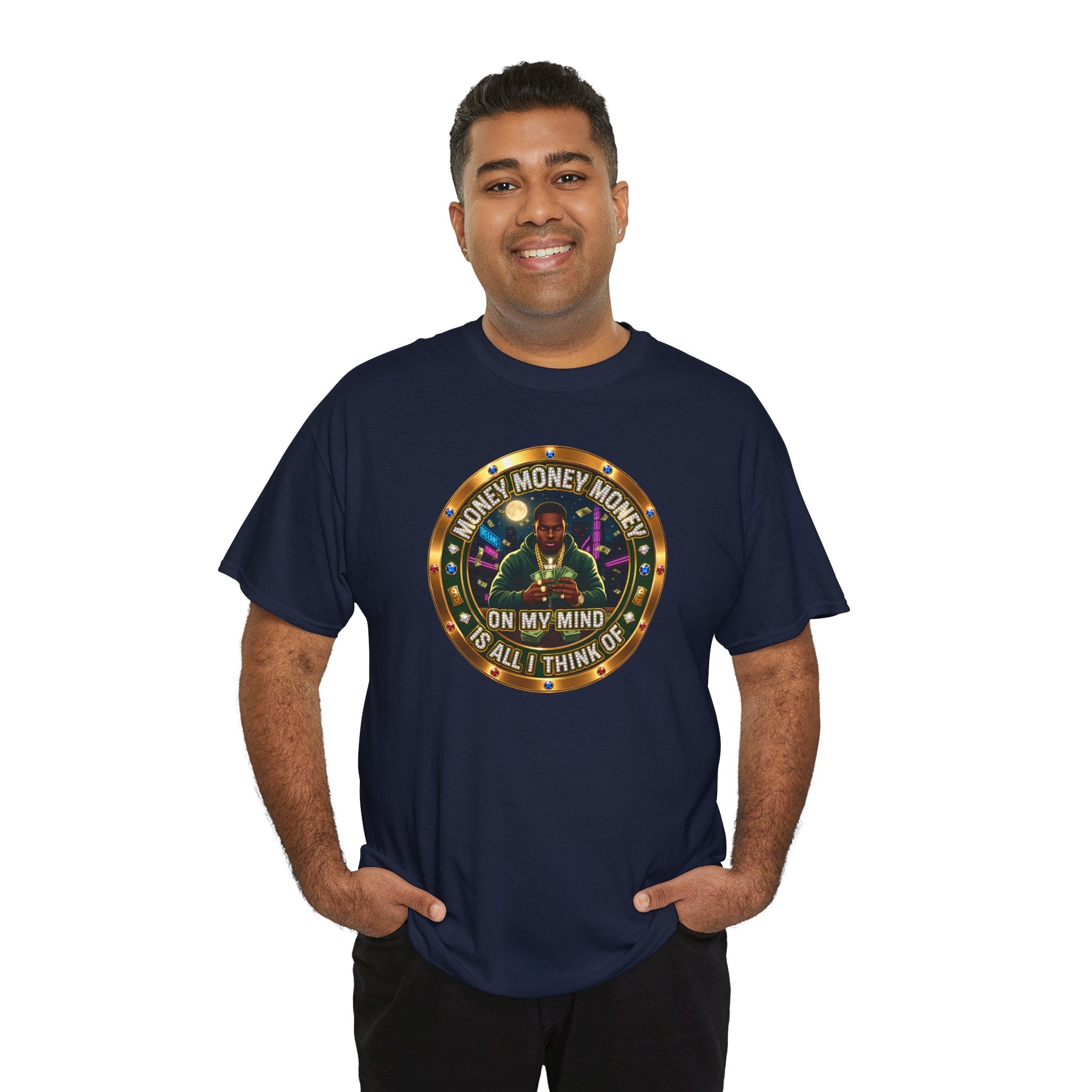 "Money On My Mind" Graphic Tee — Retro Casino Coin Design