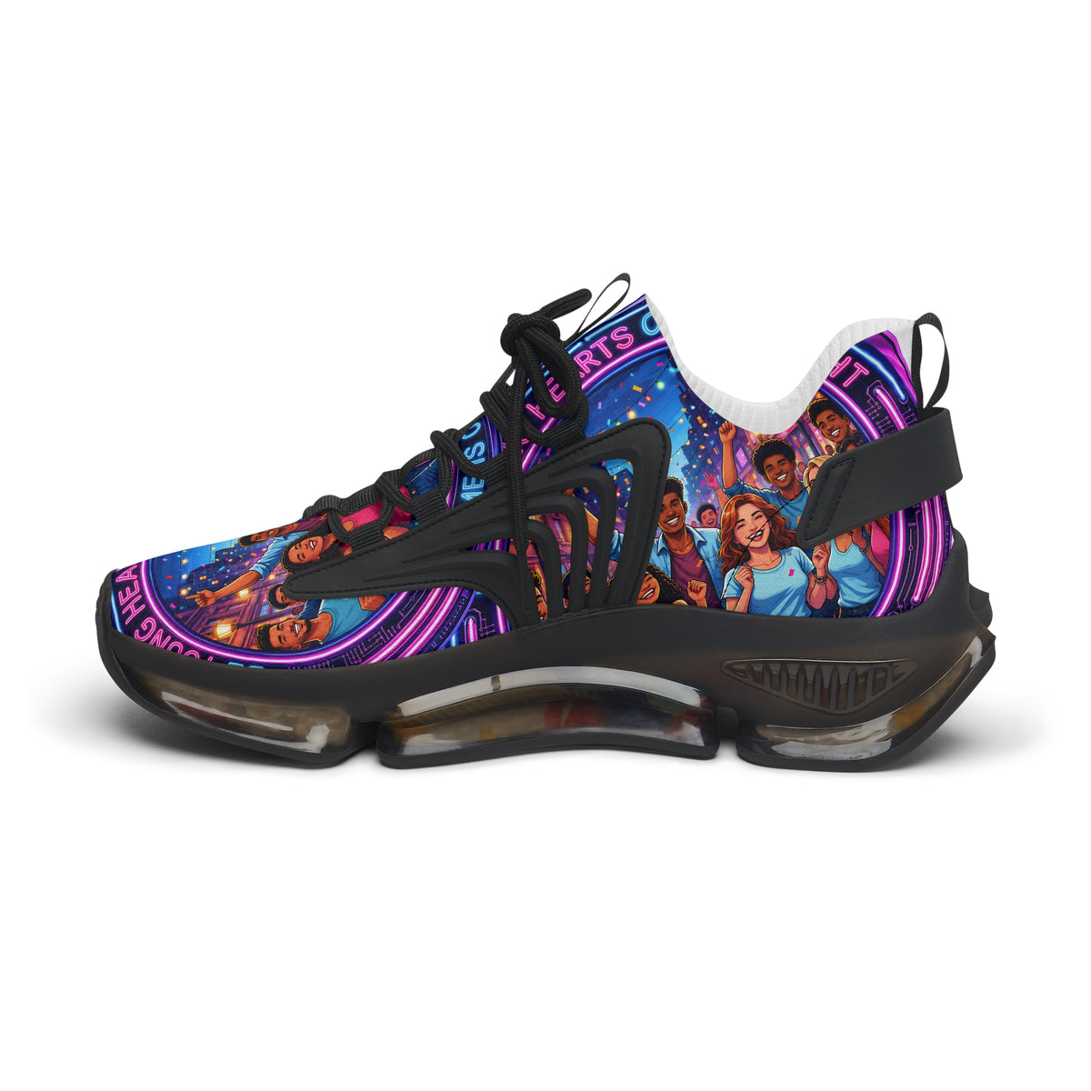 Women’s Mesh Sneakers — Colorful 'Be Young Of Hearts of the Night' Graphic Athletic Shoes