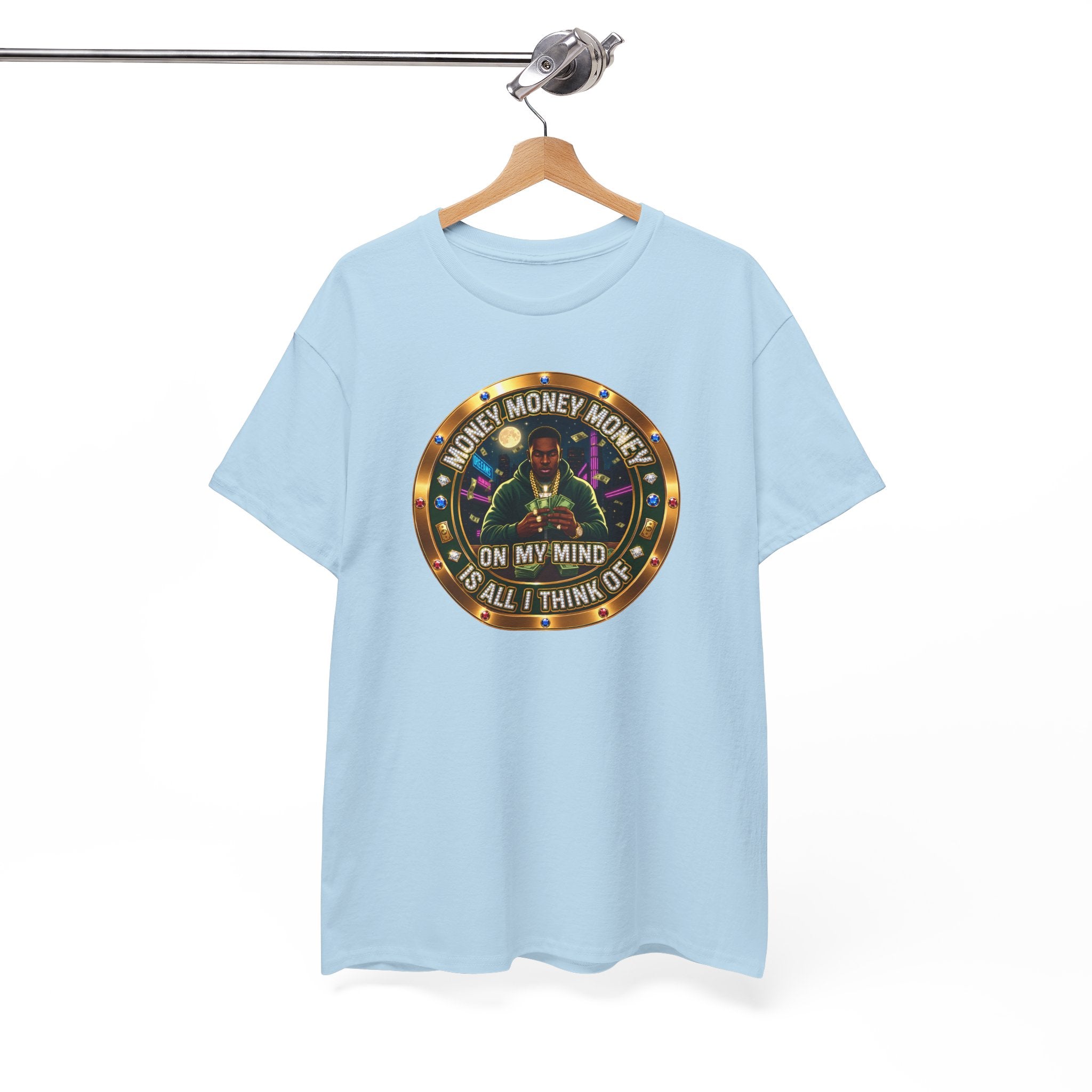 "Money On My Mind" Graphic Tee — Retro Casino Coin Design
