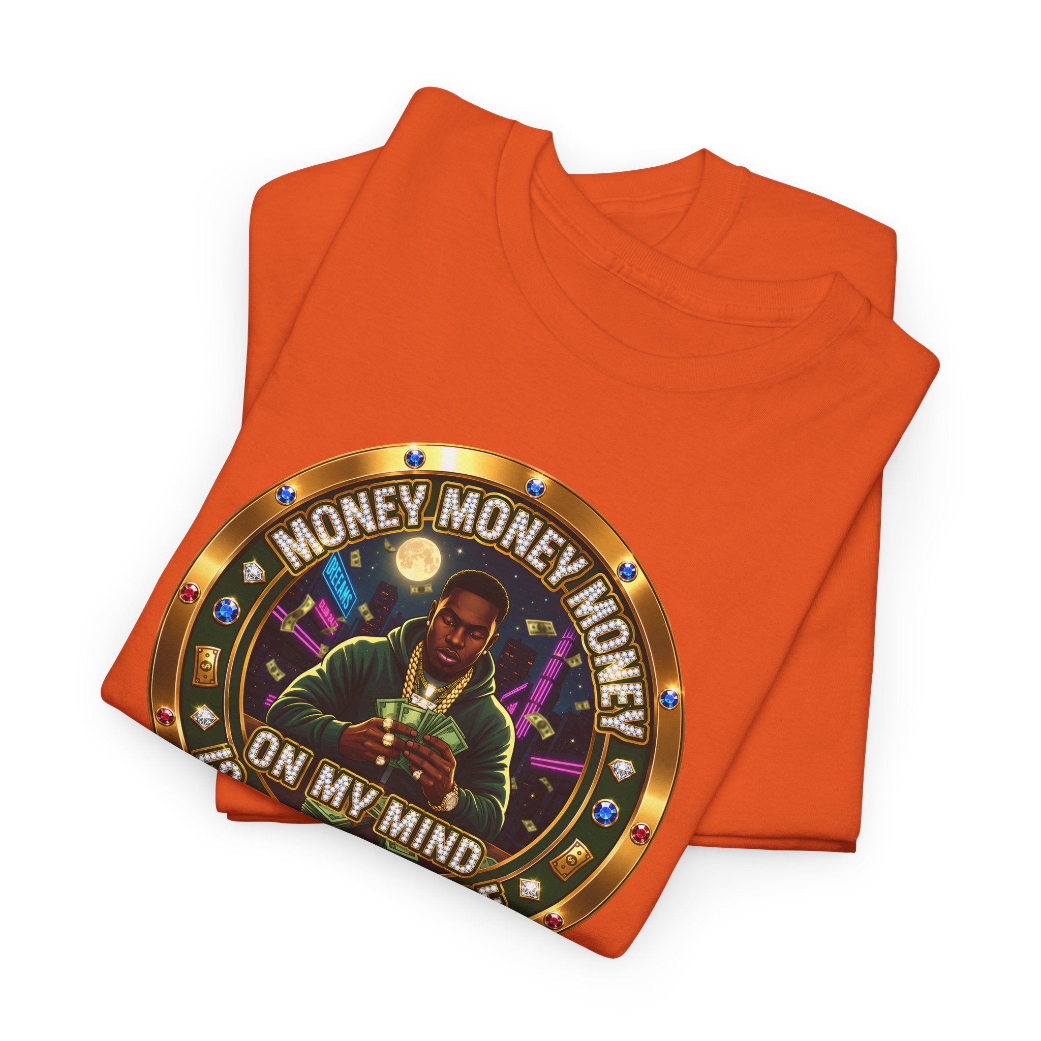 "Money On My Mind" Graphic Tee — Retro Casino Coin Design