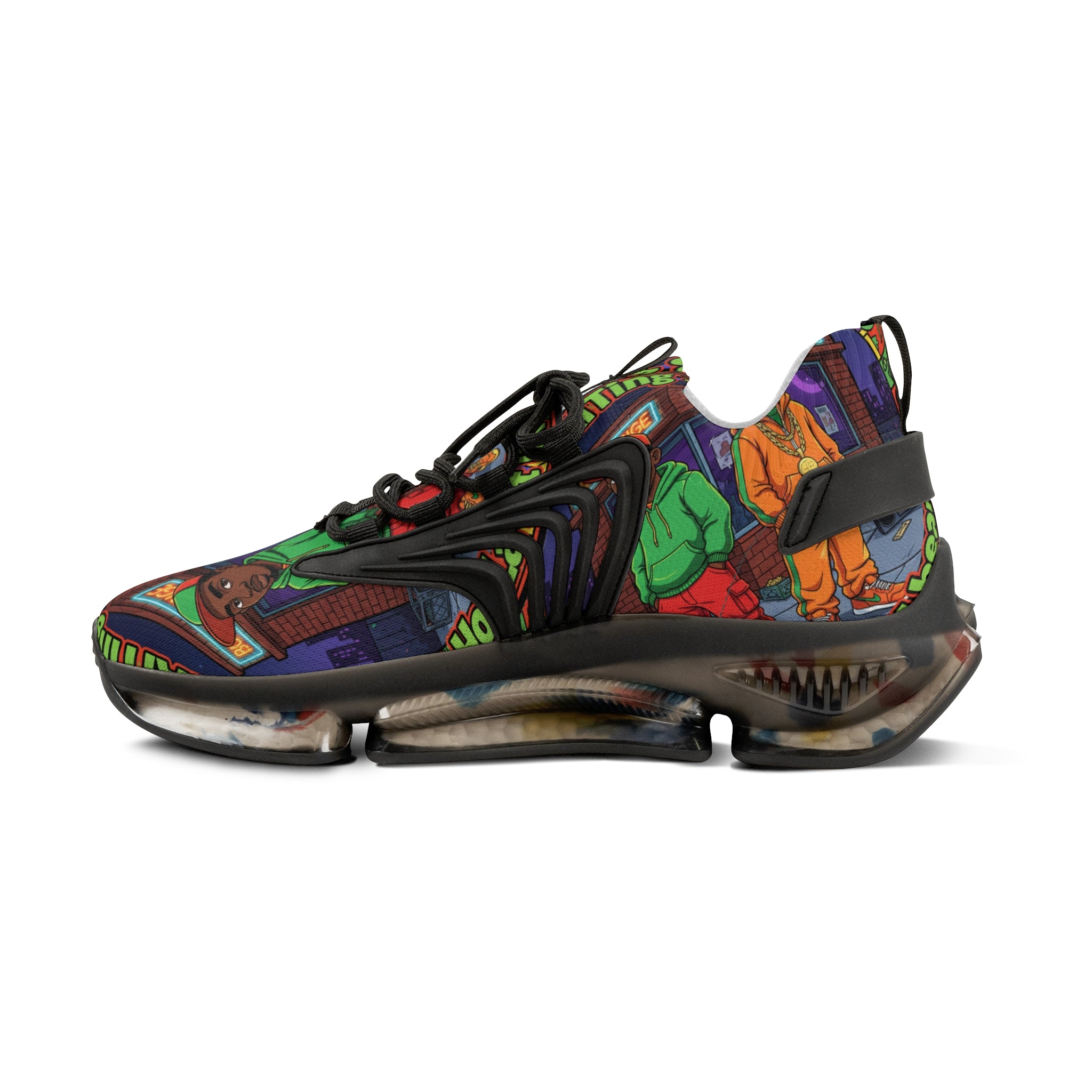 Mesh Sneakers — "I'm Waiting For The Re-Up"Urban Retro Street Art Print Men’s Athletic Shoes