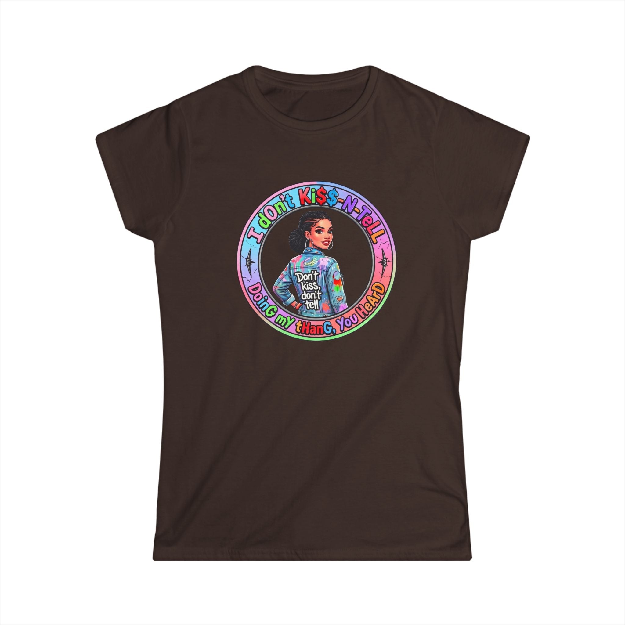Women's Tee — 'I Don't Kiss-N-Tell" Vintage-Inspired Afro Pride Graphic