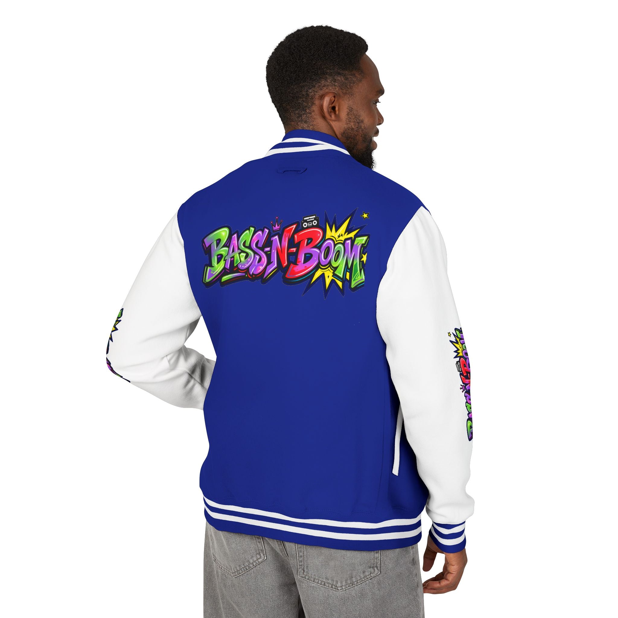 Letterman Jacket — 'Bass N Boom' Graffiti Bomber