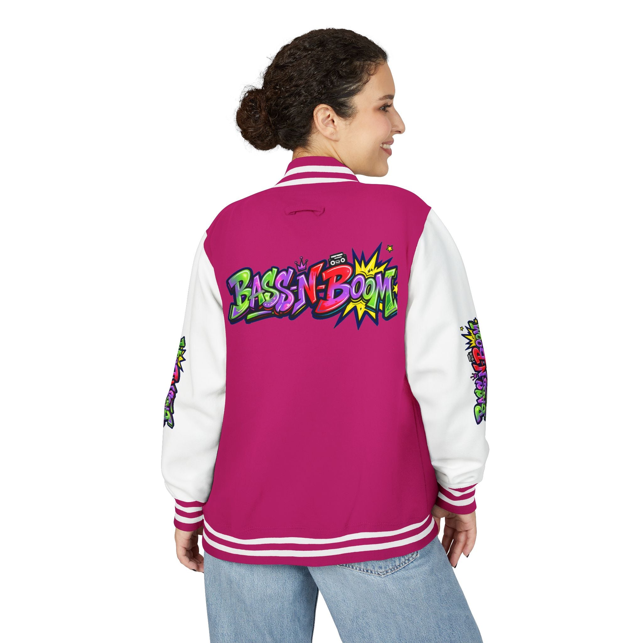Letterman Jacket — 'Bass N Boom' Graffiti Bomber