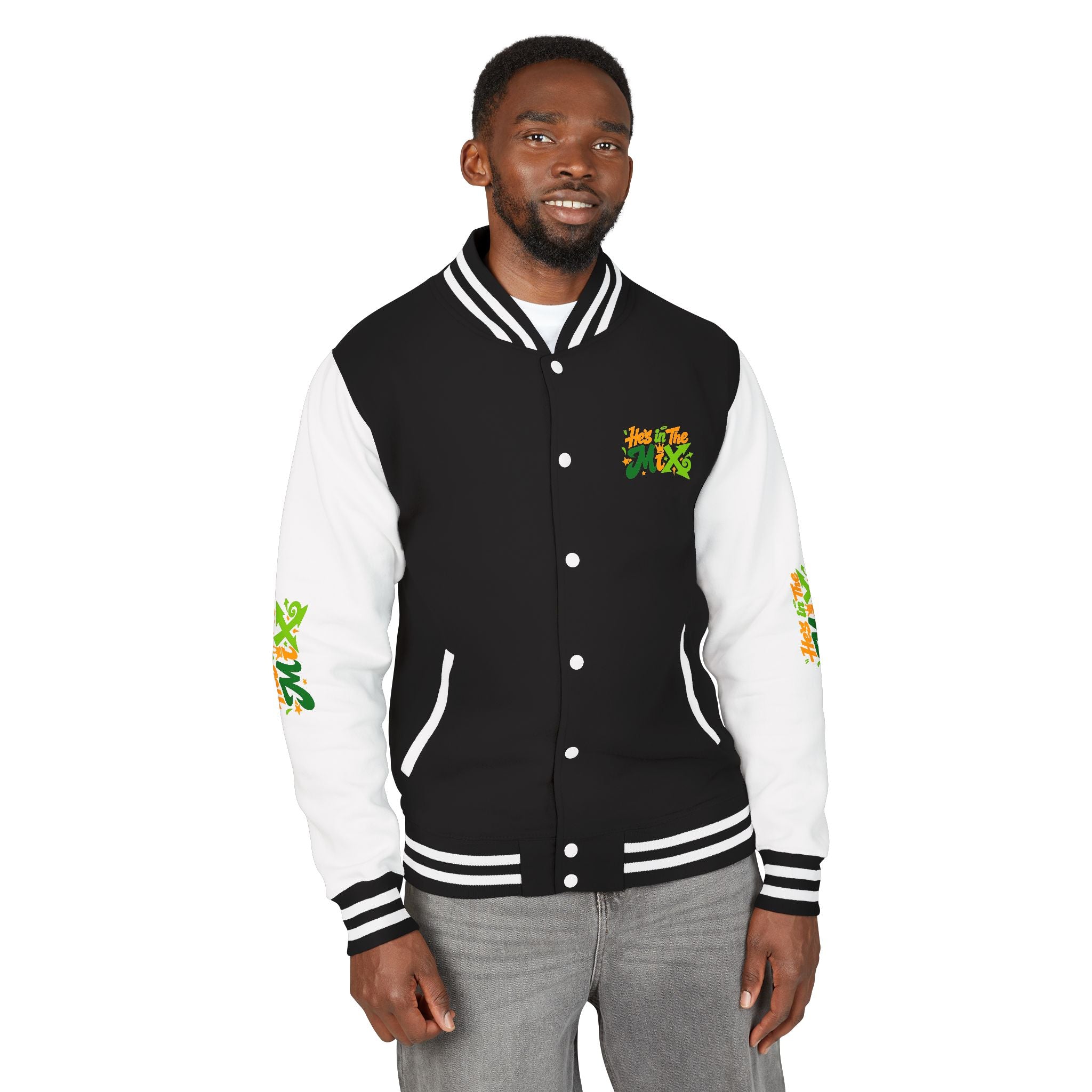 Letterman Jacket - "He's in the Mix" Retro Graffiti Varsity Jacket