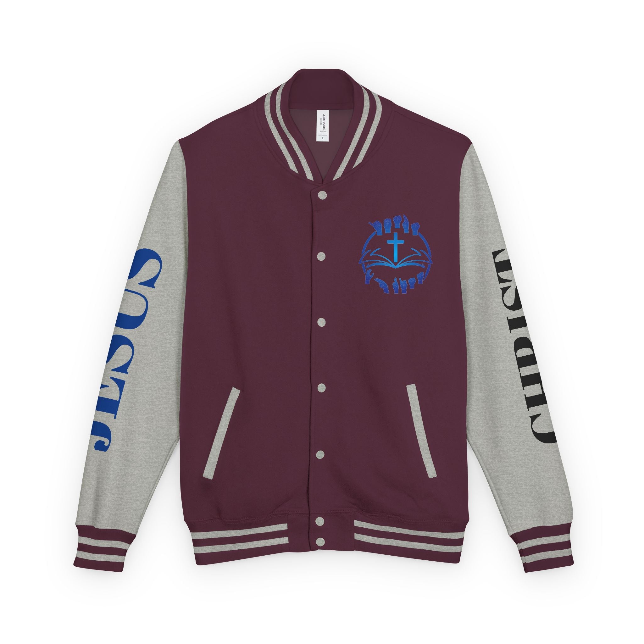 Christian Cross Letterman Jacket — Faith Crewneck Varsity Jacket