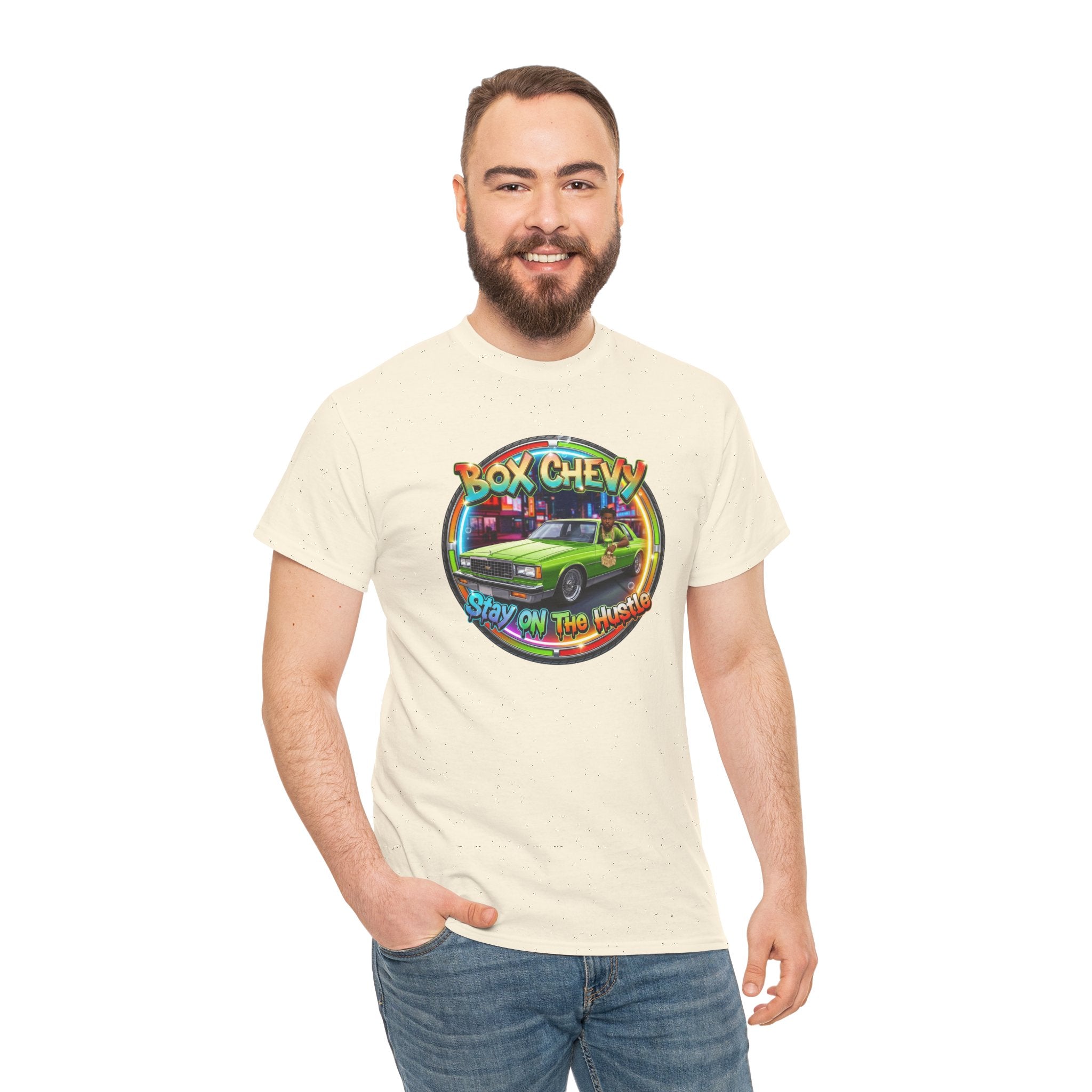Vintage Chevy Truck Tee — "Box Chevy Stay On The Hustle" Retro Car Graphic Shirt