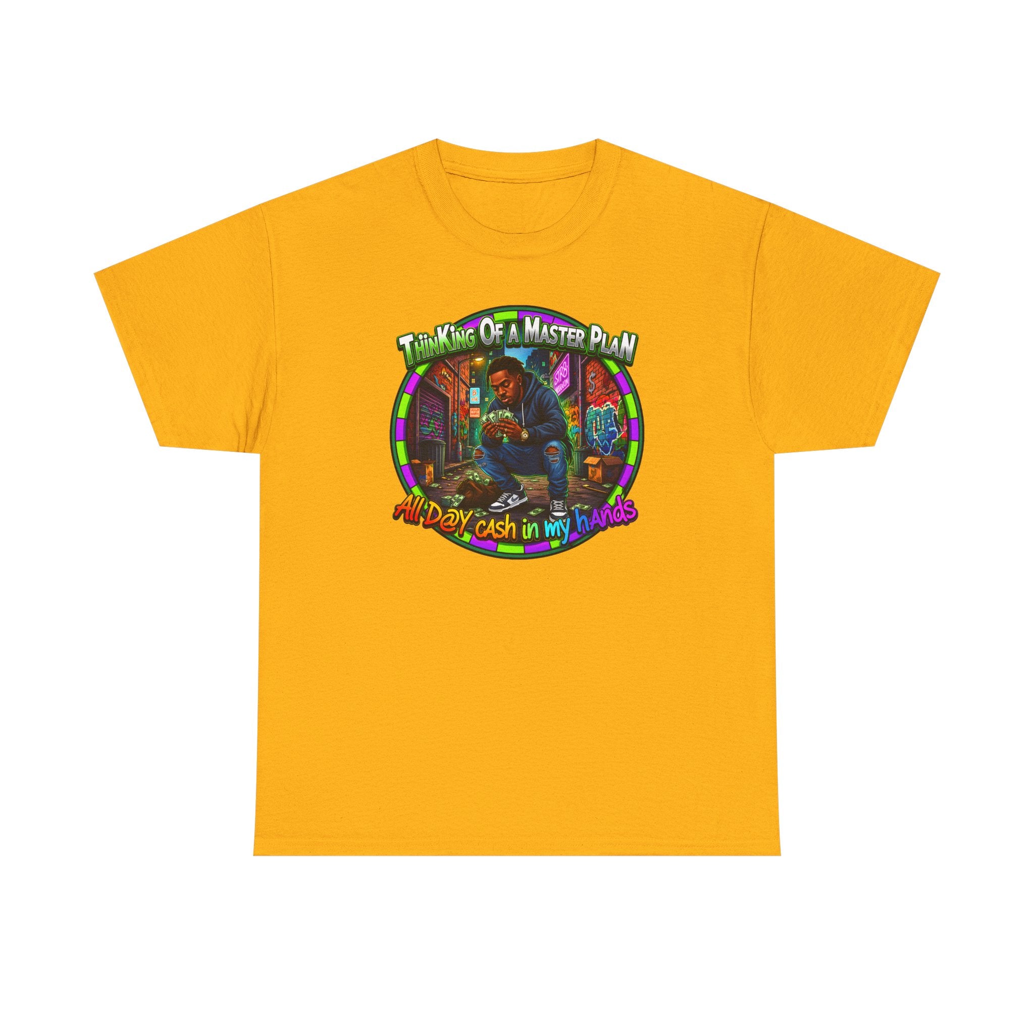 T-Shirt — "Thinking of a Master Plan" Colorful Retro Hip-Hop Graphic Tee