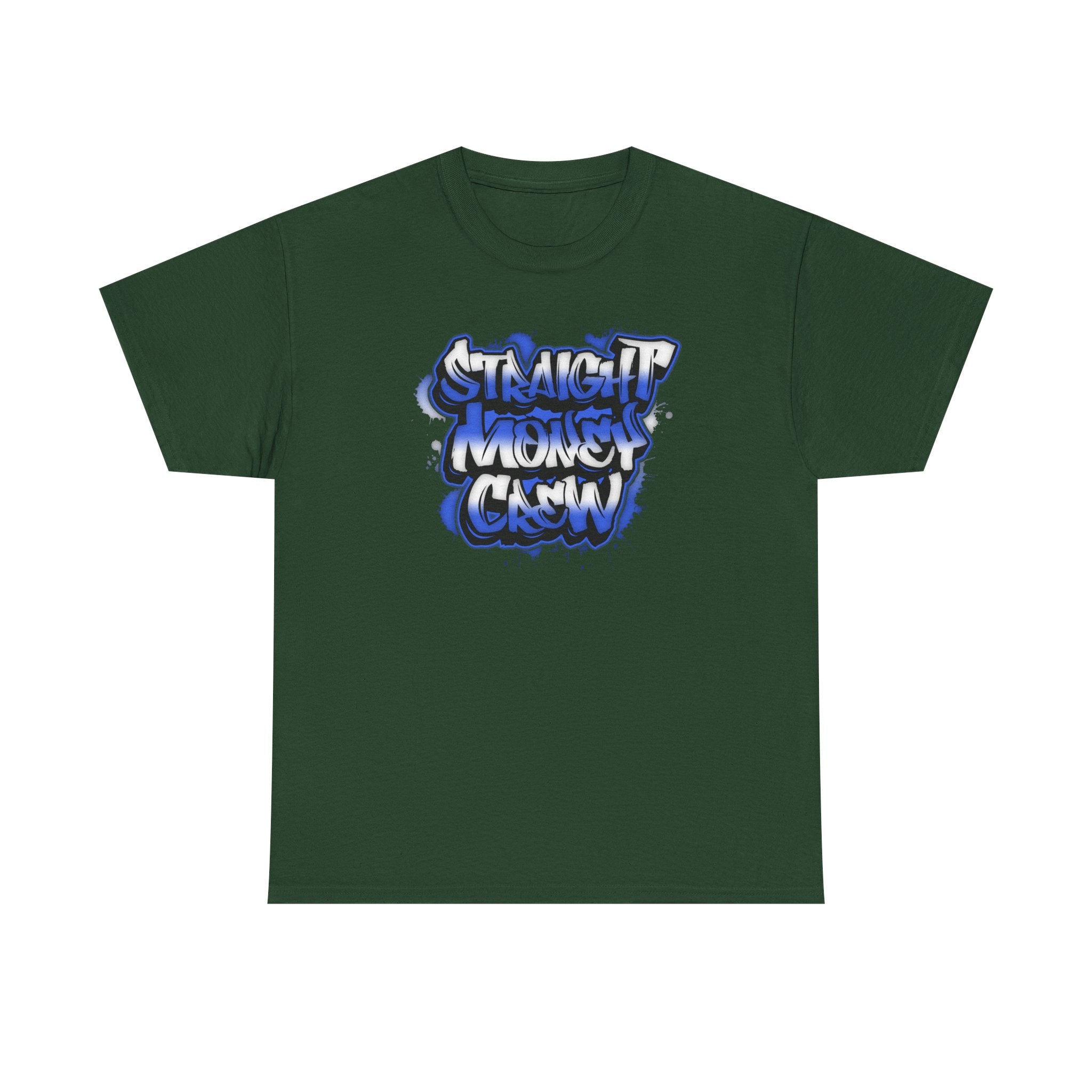 T-Shirt — "Stackin' Money Crew" Blue Graffiti Graphic Tee